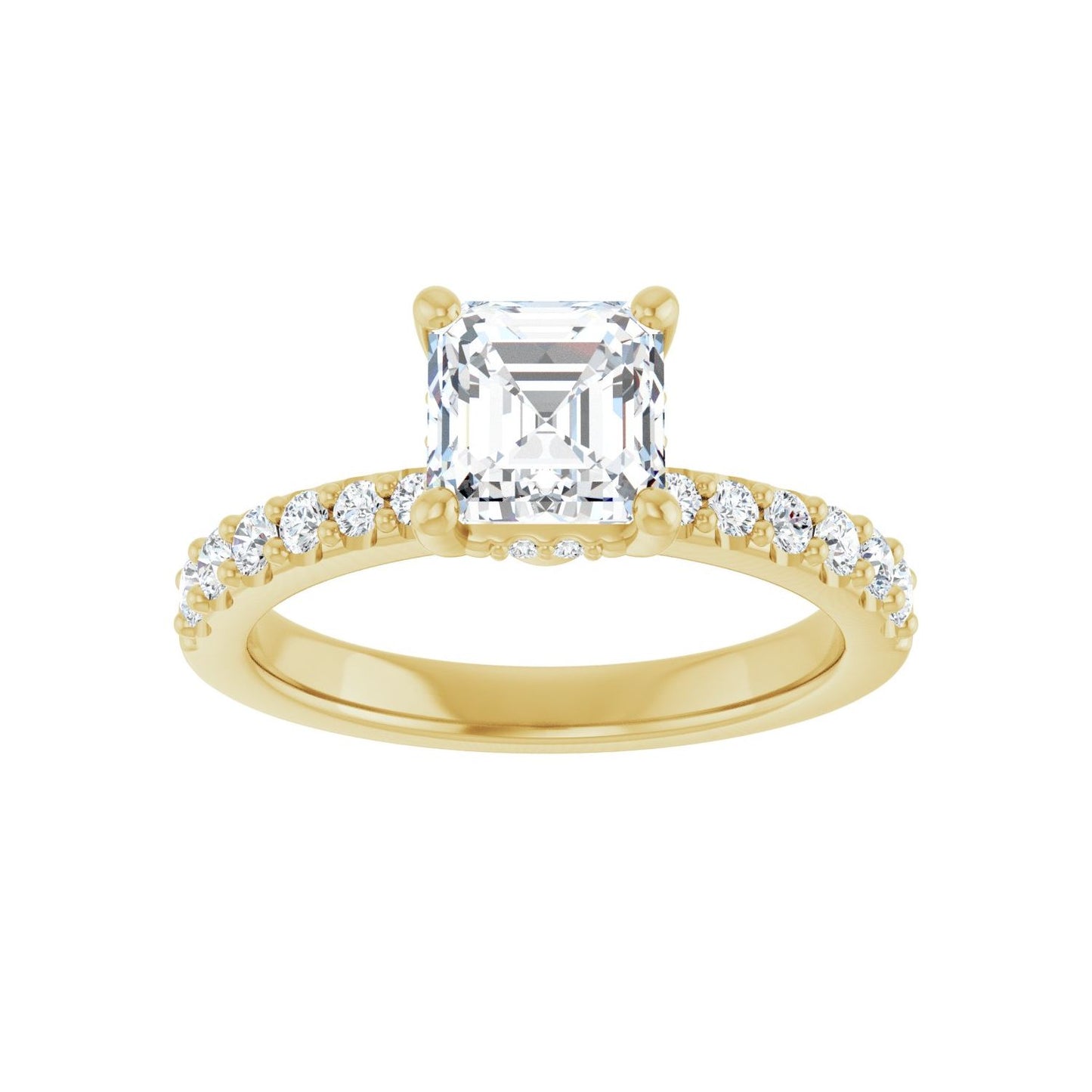 Asscher Hidden Halo-Style Engagement Ring | Metal Type=14K Yellow Gold | Center Stone Size=1 CT | Image 3