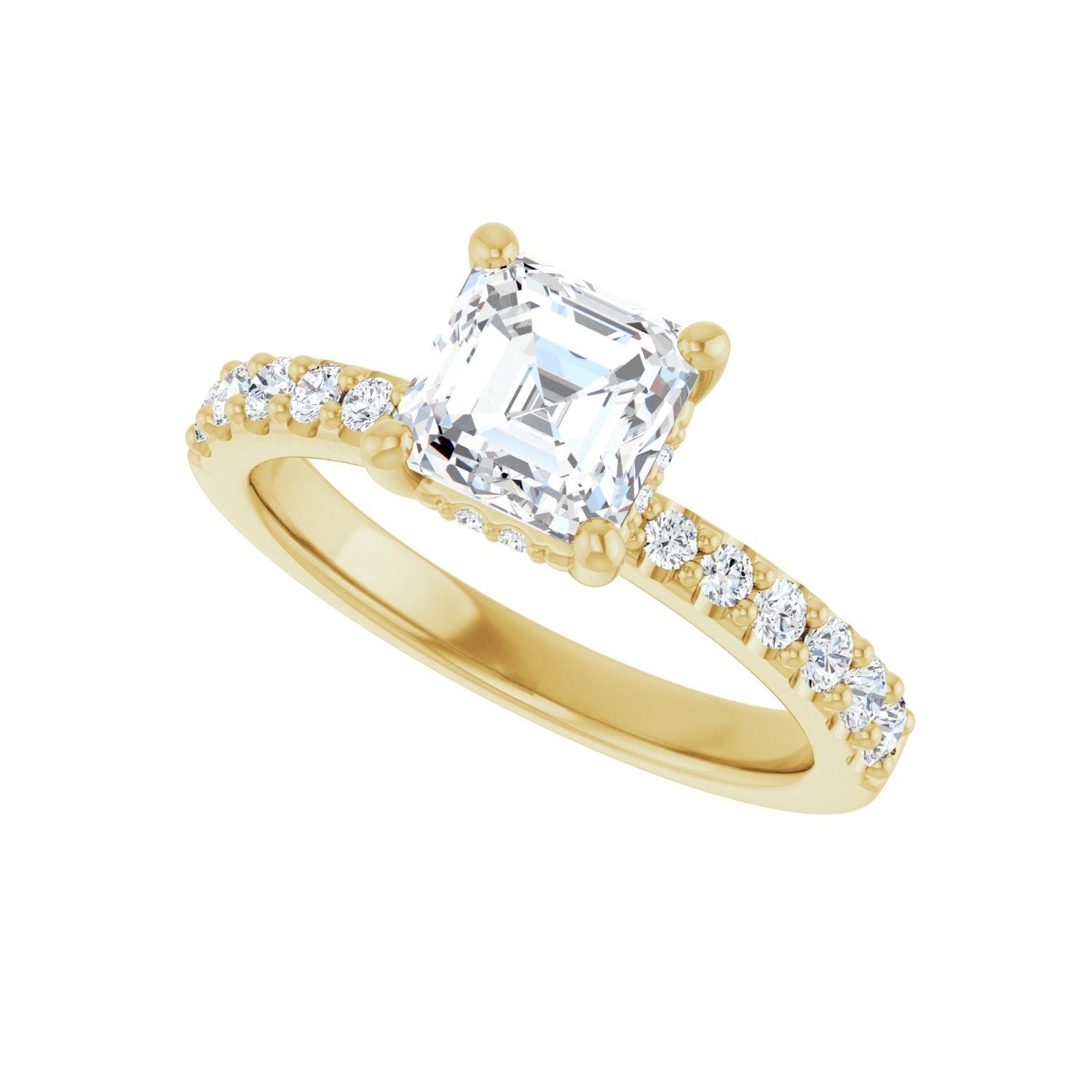 Asscher Hidden Halo-Style Engagement Ring | Metal Type=14K Yellow Gold | Center Stone Size=1 CT | Image 5