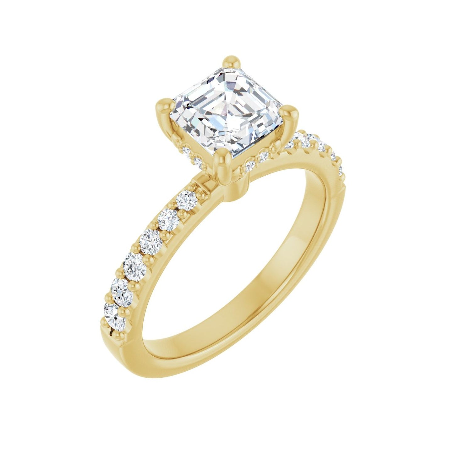 Asscher Hidden Halo-Style Engagement Ring | Metal Type=14K Yellow Gold | Center Stone Size=1 CT | Image 1