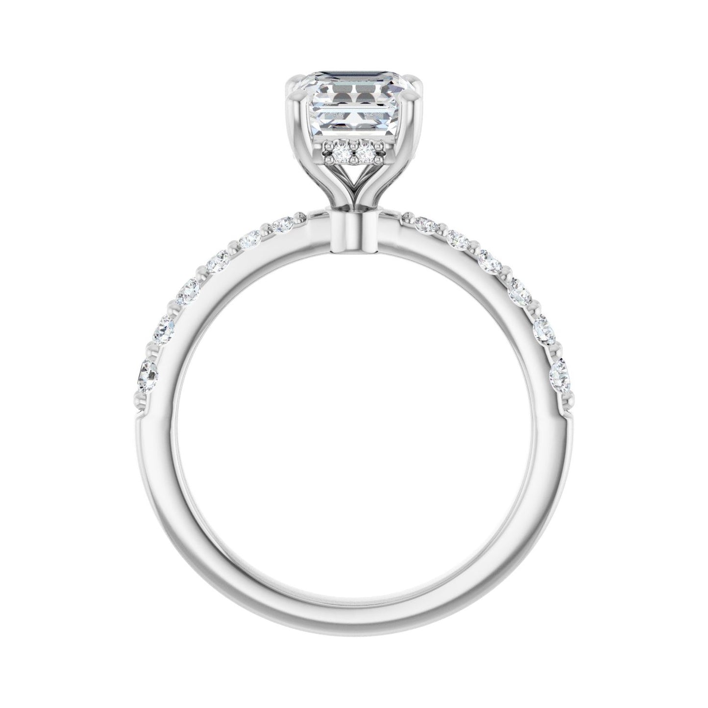Asscher Hidden Halo-Style Engagement Ring | Metal Type=14K White Gold | Center Stone Size=1 CT | Image 2