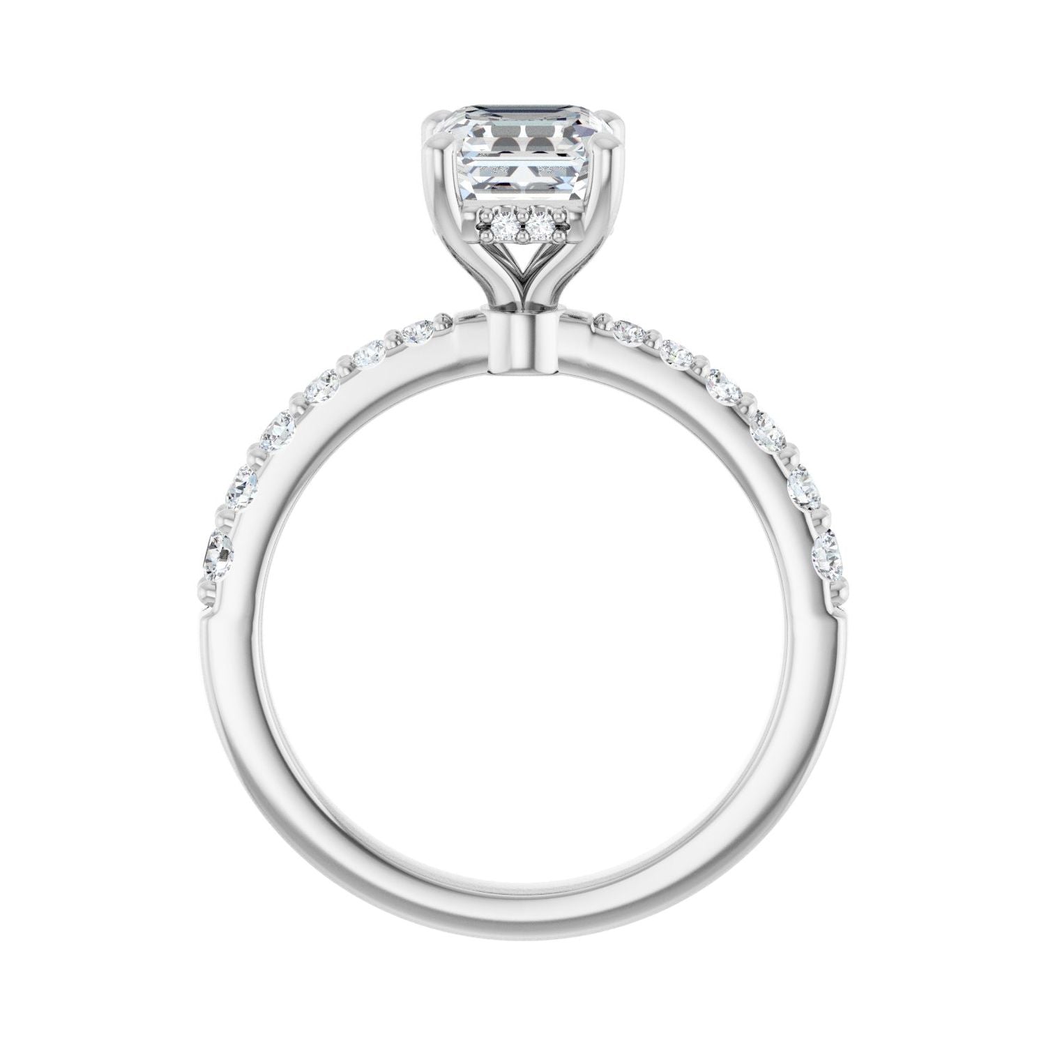 Asscher Hidden Halo-Style Engagement Ring | Metal Type=14K White Gold | Center Stone Size=1 CT | Image 2