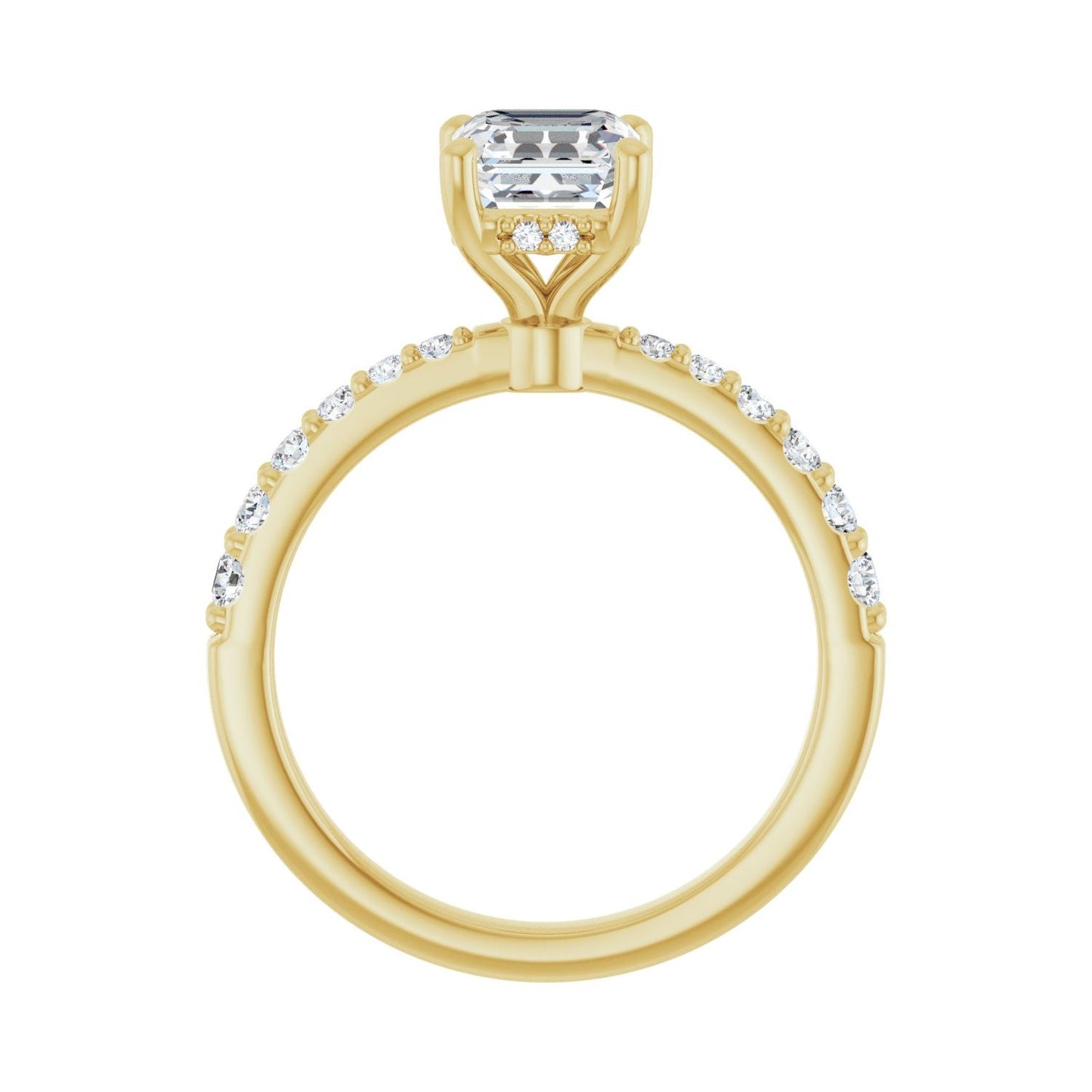Asscher Hidden Halo-Style Engagement Ring | Metal Type=14K Yellow Gold | Center Stone Size=1 CT | Image 2