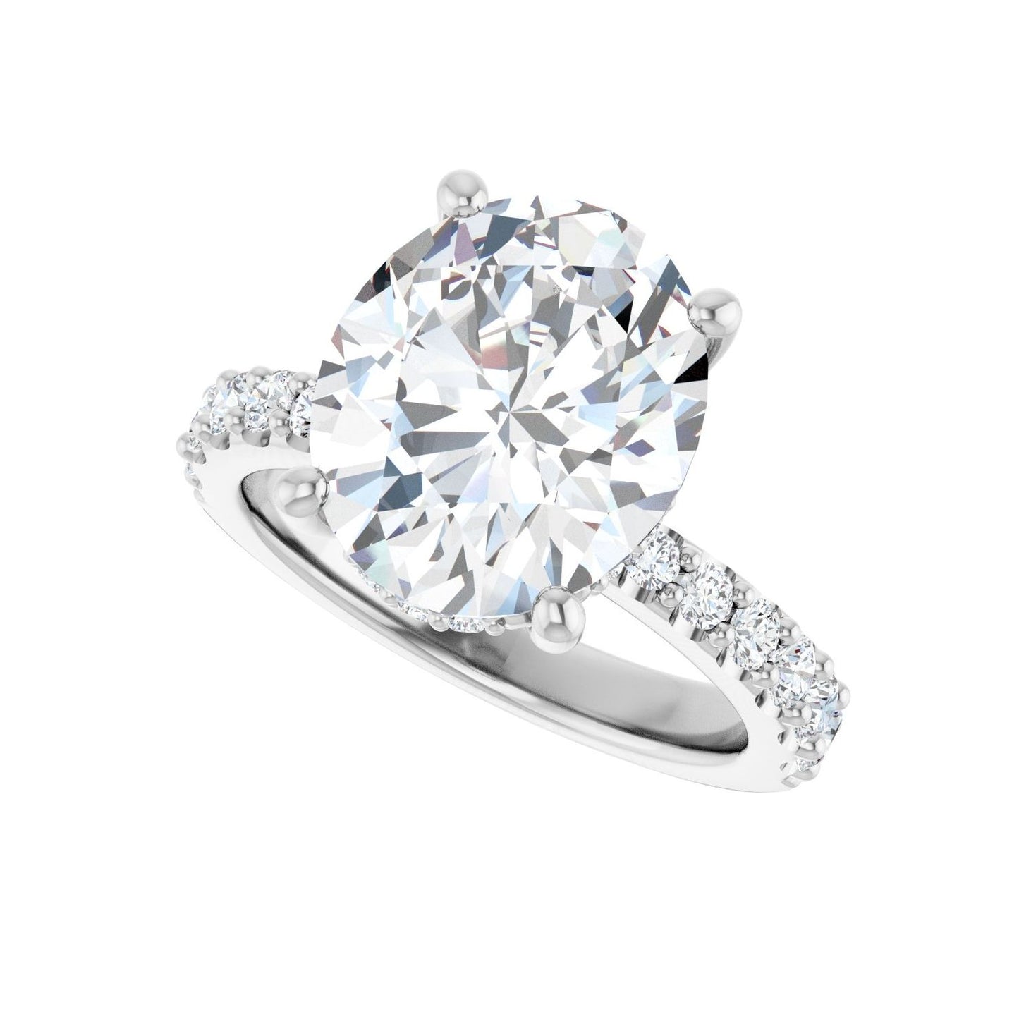 Oval Hidden Halo-Style Engagement Ring | Metal Type=14K White Gold | Center Stone Size=3 CT | Image 5