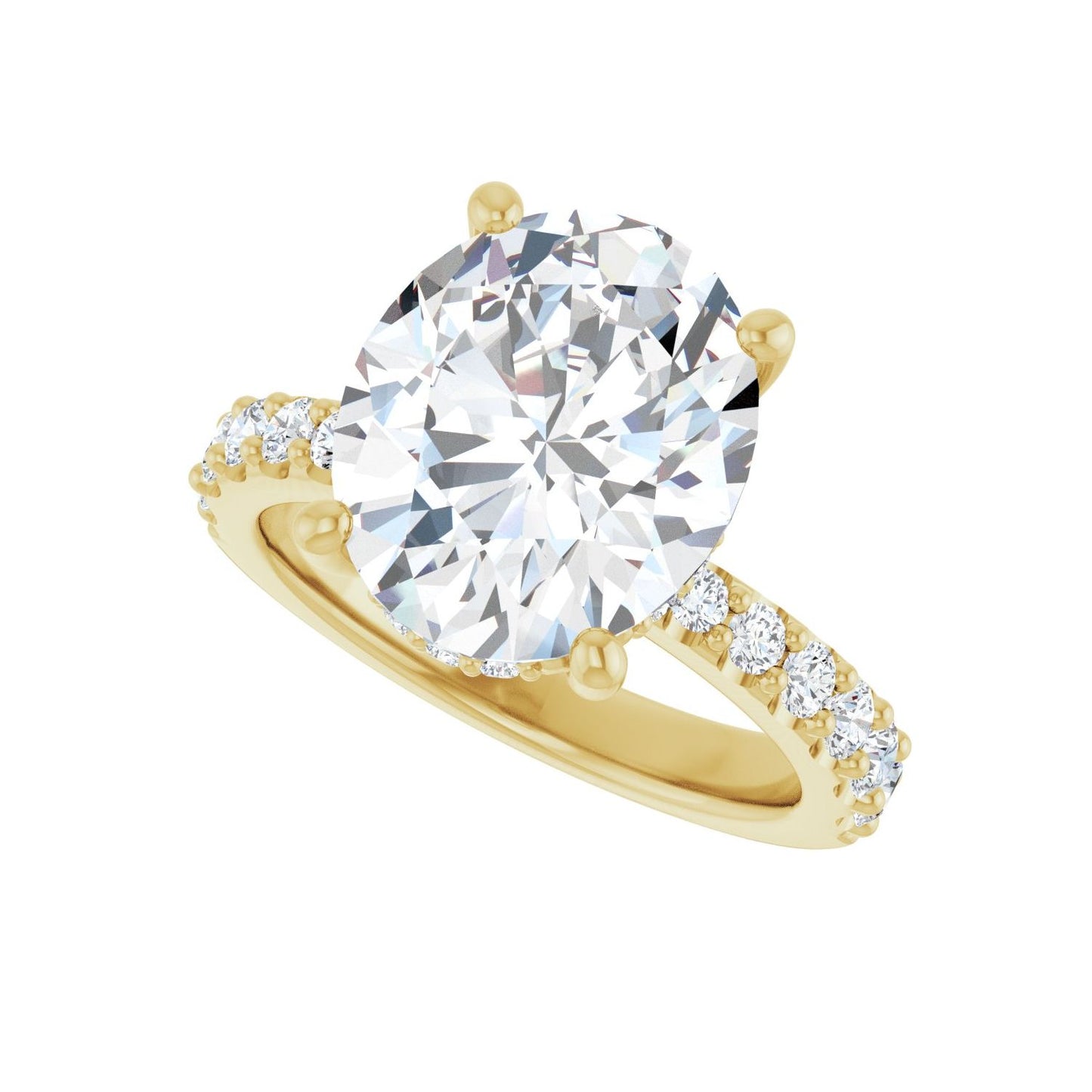 Oval Hidden Halo-Style Engagement Ring | Metal Type=14K Yellow Gold | Center Stone Size=3 CT | Image 5