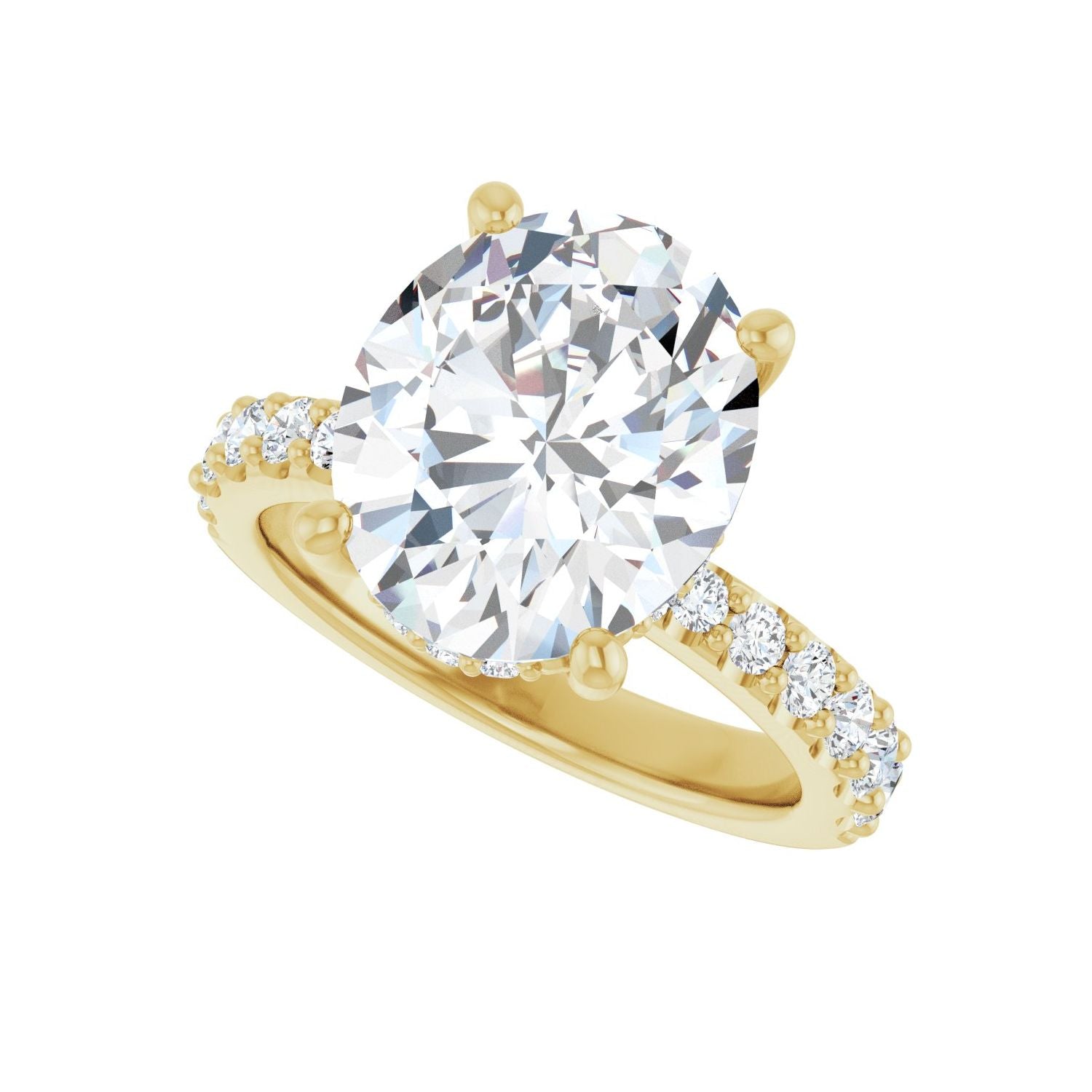 Oval Hidden Halo-Style Engagement Ring | Metal Type=14K Yellow Gold | Center Stone Size=3 CT | Image 5