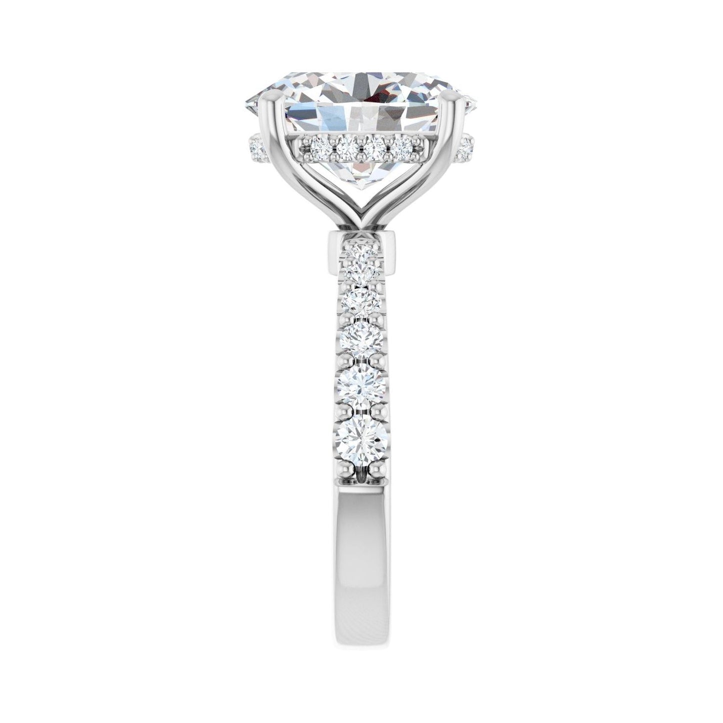 Oval Hidden Halo-Style Engagement Ring | Metal Type=14K White Gold | Center Stone Size=3 CT | Image 4