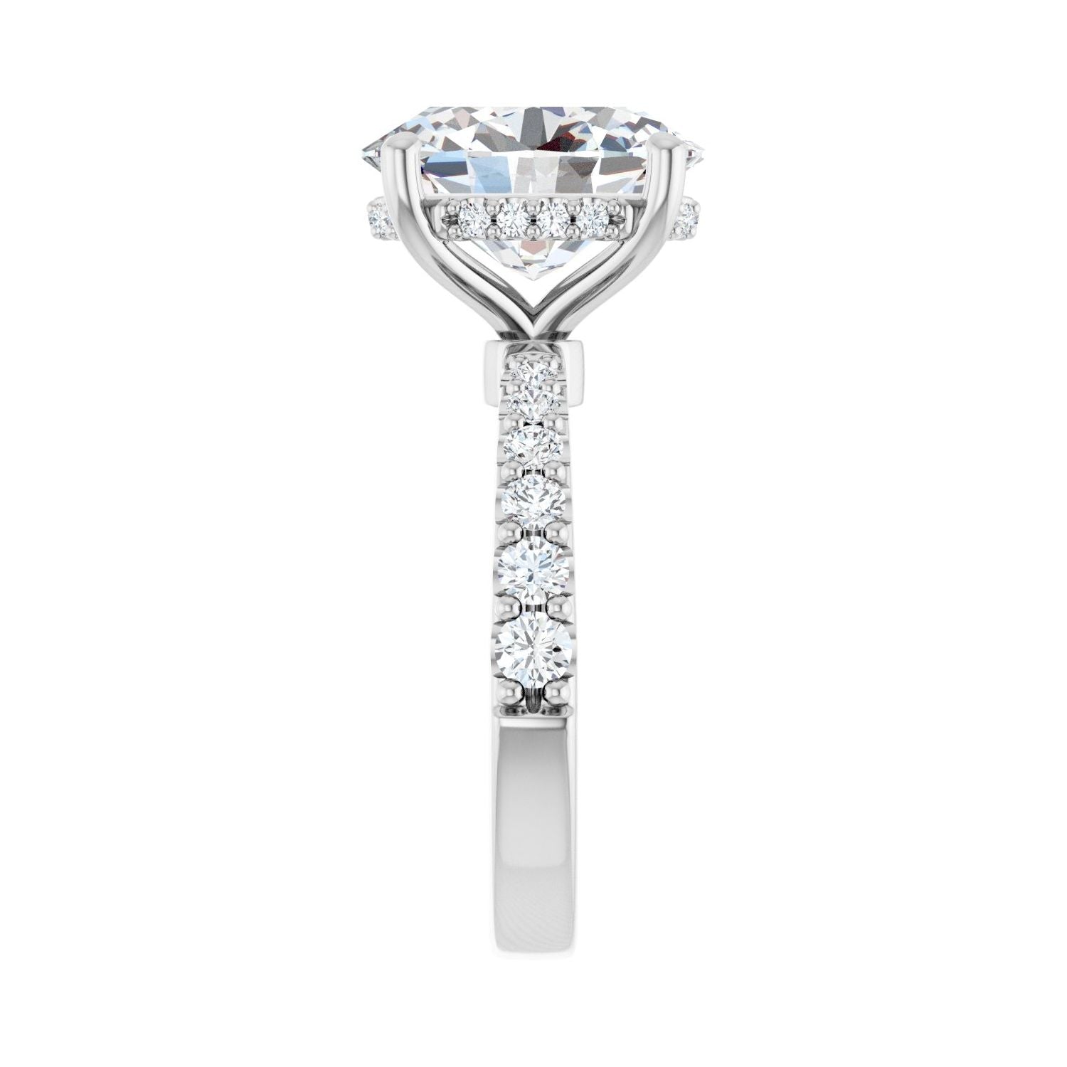 Oval Hidden Halo-Style Engagement Ring | Metal Type=14K White Gold | Center Stone Size=3 CT | Image 4