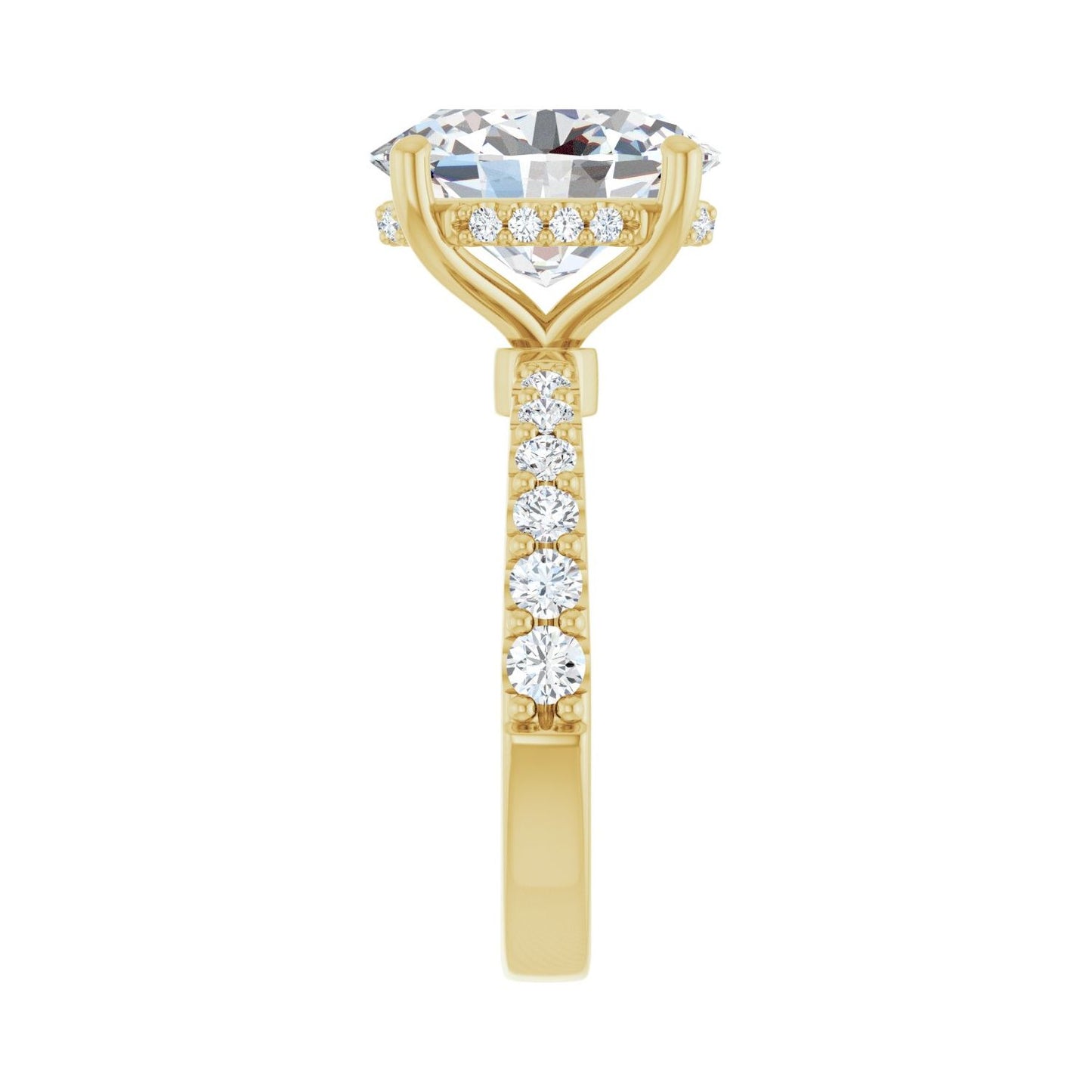 Oval Hidden Halo-Style Engagement Ring | Metal Type=14K Yellow Gold | Center Stone Size=3 CT | Image 4