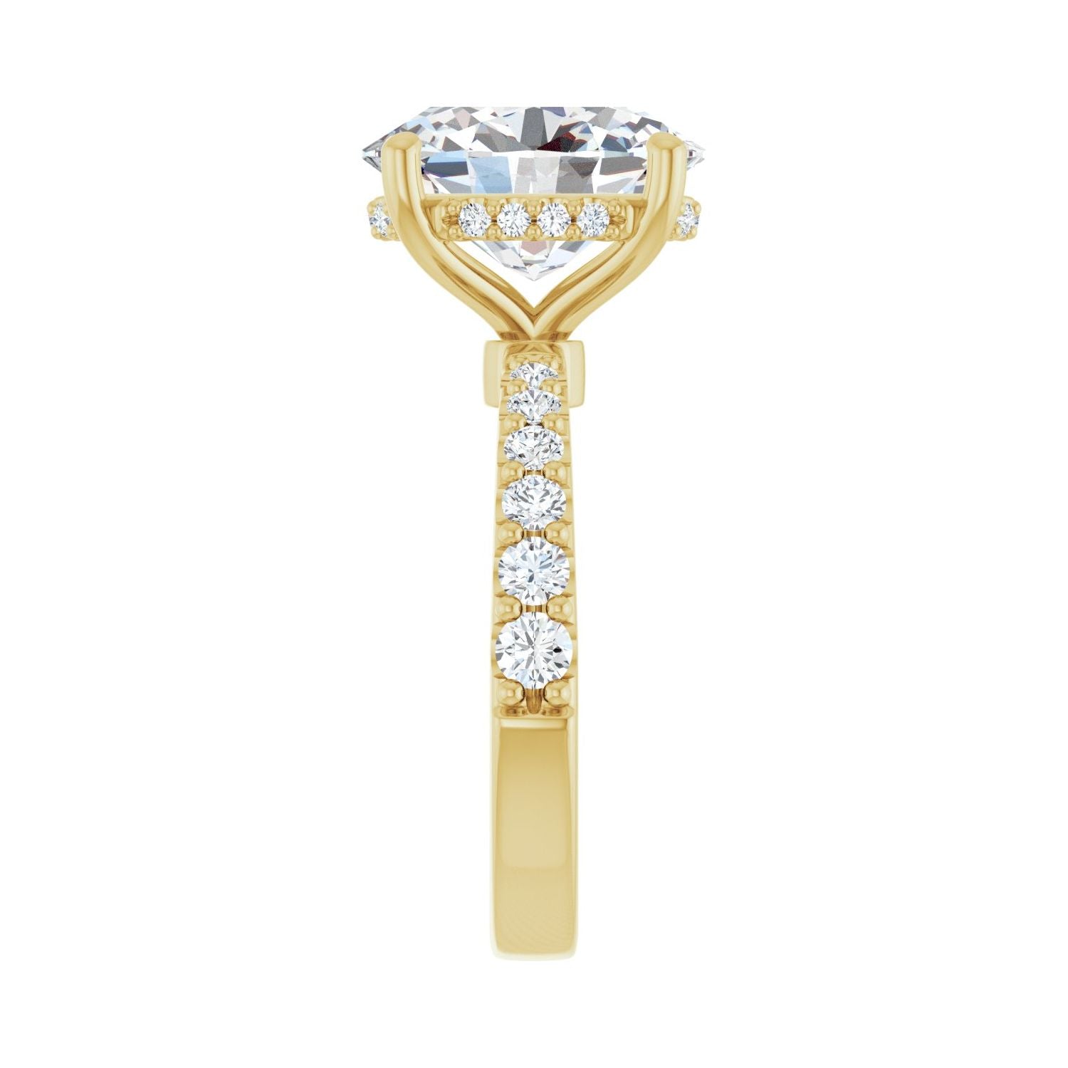 Oval Hidden Halo-Style Engagement Ring | Metal Type=14K Yellow Gold | Center Stone Size=3 CT | Image 4