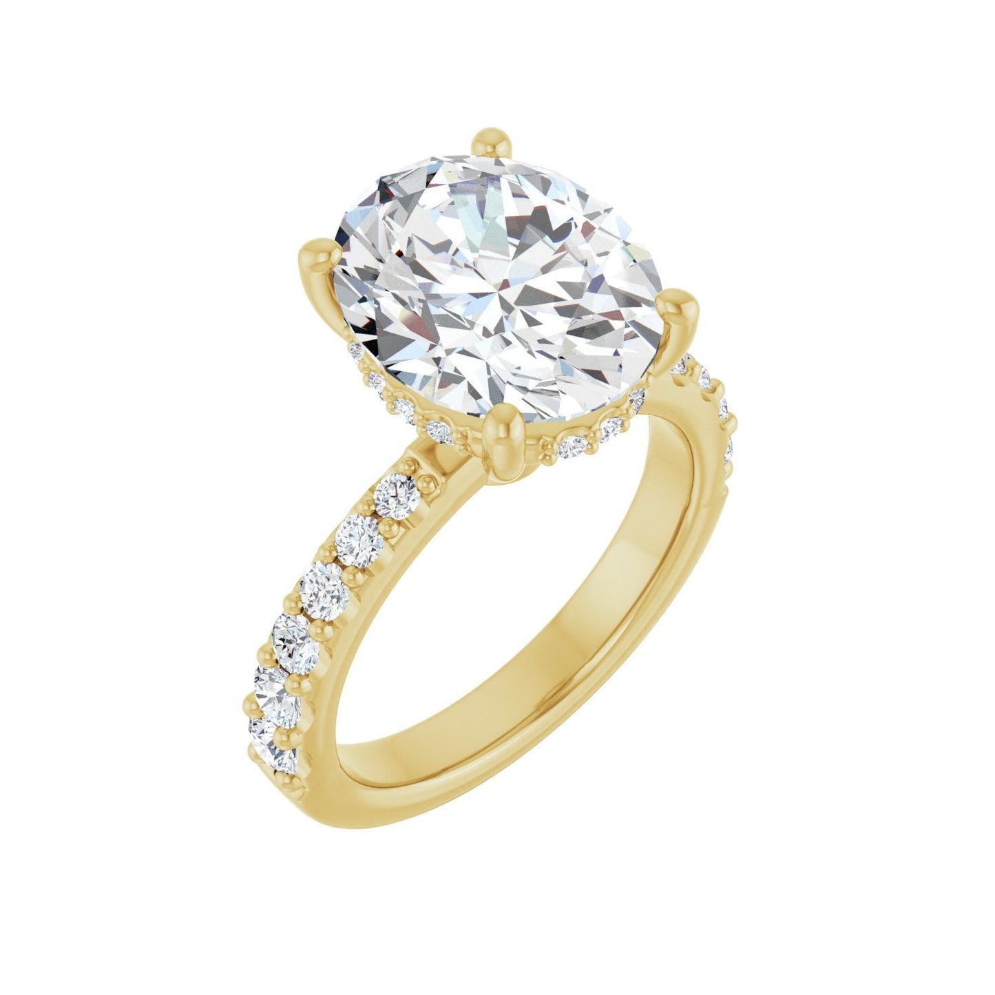 Oval Hidden Halo-Style Engagement Ring | Metal Type=14K Yellow Gold | Center Stone Size=3 CT | Image 1