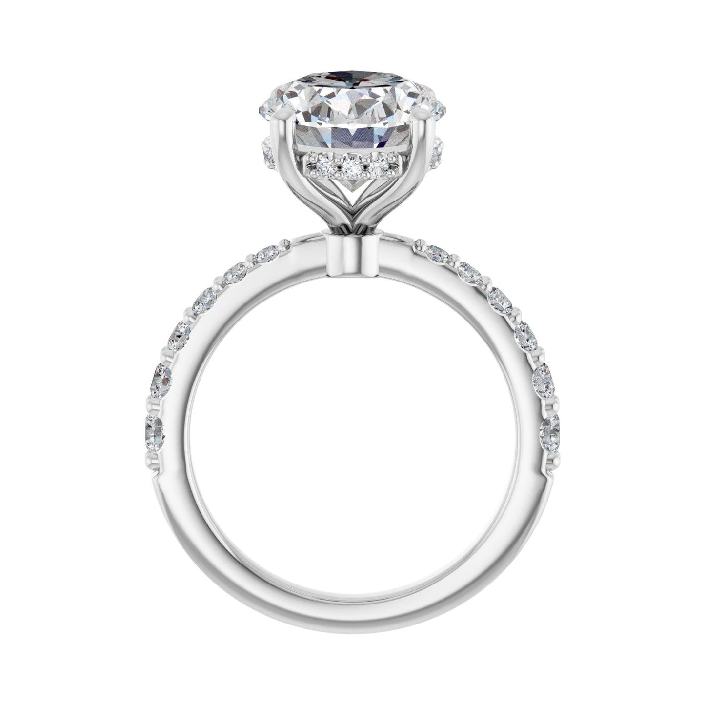 Oval Hidden Halo-Style Engagement Ring | Metal Type=14K White Gold | Center Stone Size=3 CT | Image 2