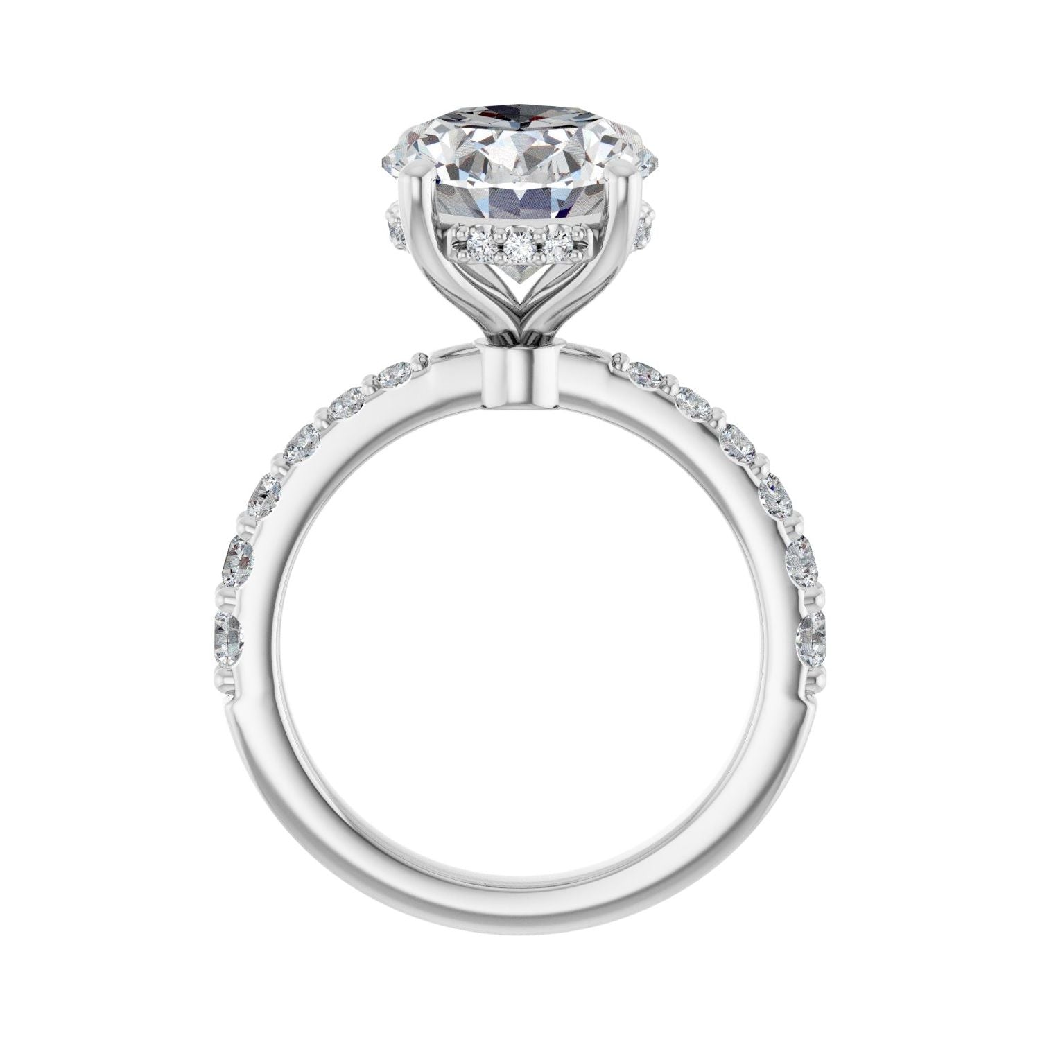 Oval Hidden Halo-Style Engagement Ring | Metal Type=14K White Gold | Center Stone Size=3 CT | Image 2
