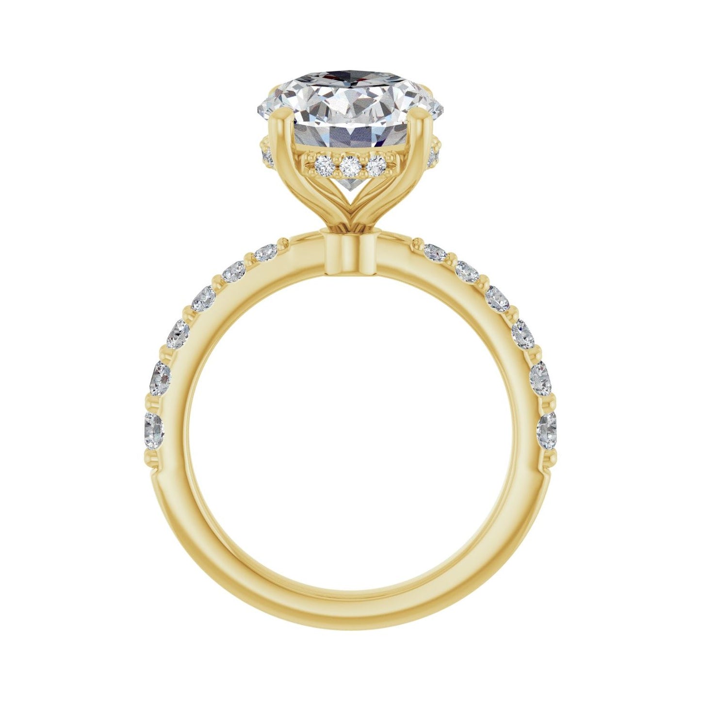 Oval Hidden Halo-Style Engagement Ring | Metal Type=14K Yellow Gold | Center Stone Size=3 CT | Image 2
