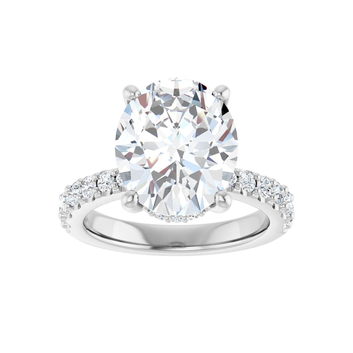 Oval Hidden Halo-Style Engagement Ring | Metal Type=14K White Gold | Center Stone Size=3 CT | Image 3