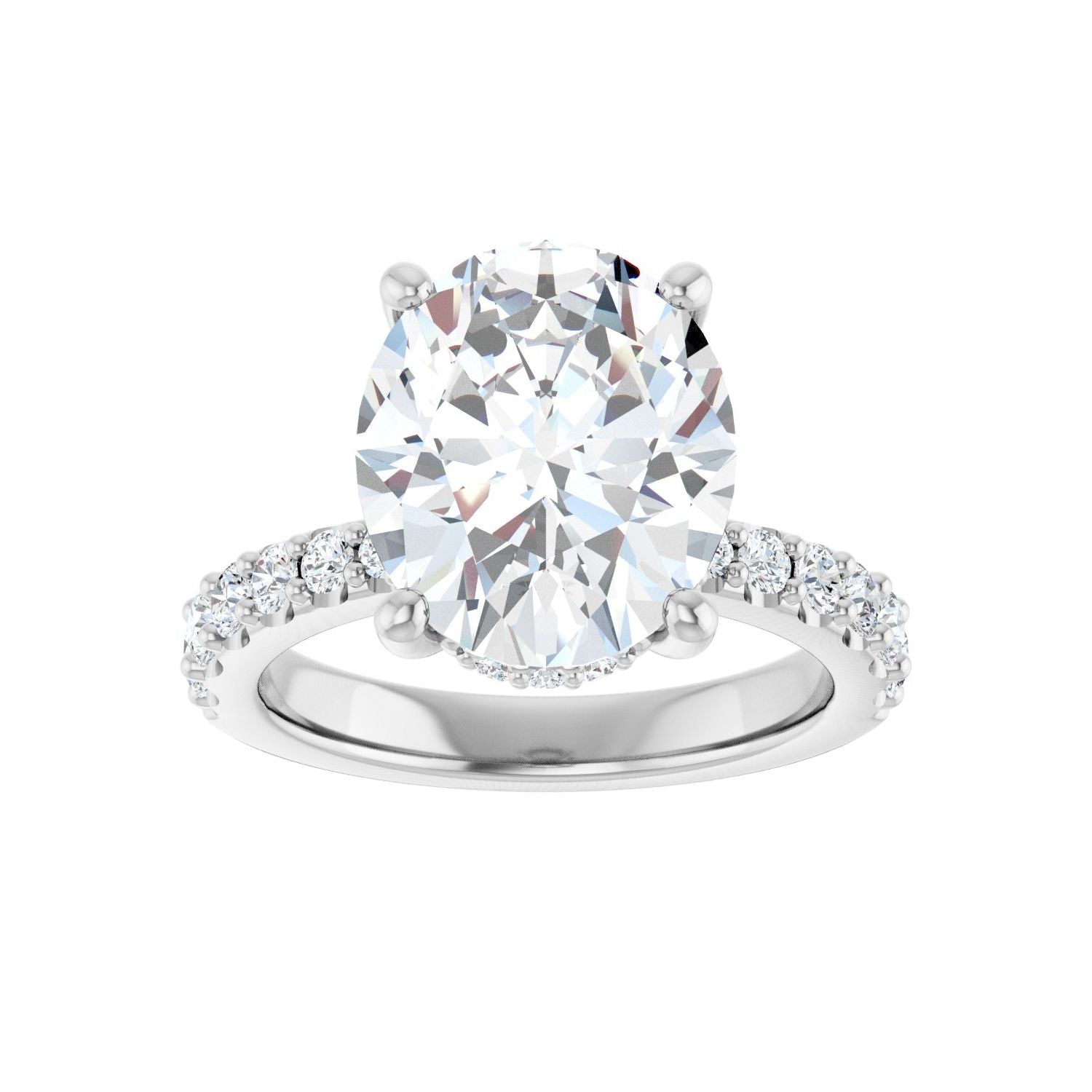 Oval Hidden Halo-Style Engagement Ring | Metal Type=14K White Gold | Center Stone Size=3 CT | Image 3