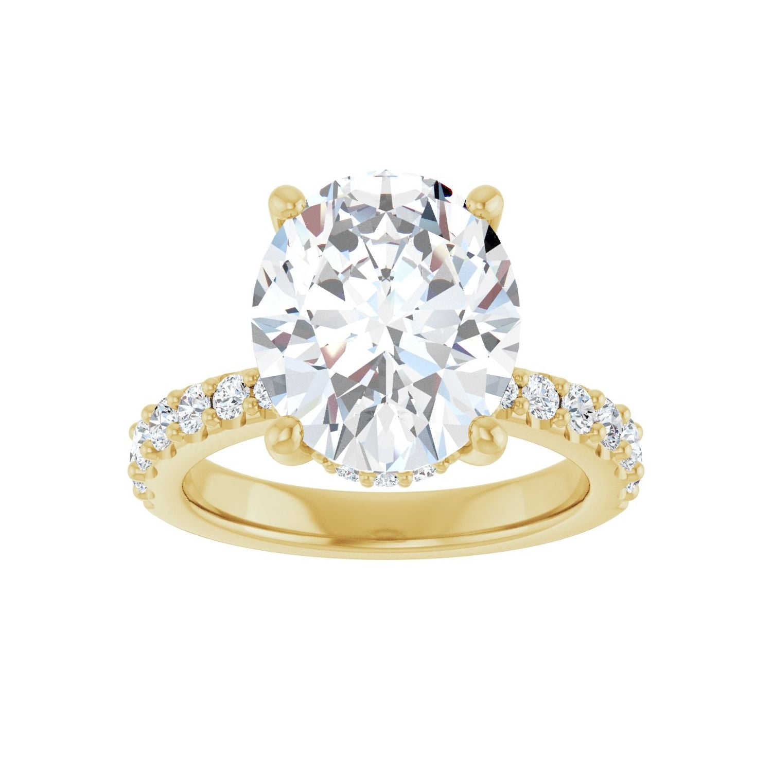 Oval Hidden Halo-Style Engagement Ring | Metal Type=14K Yellow Gold | Center Stone Size=3 CT | Image 3