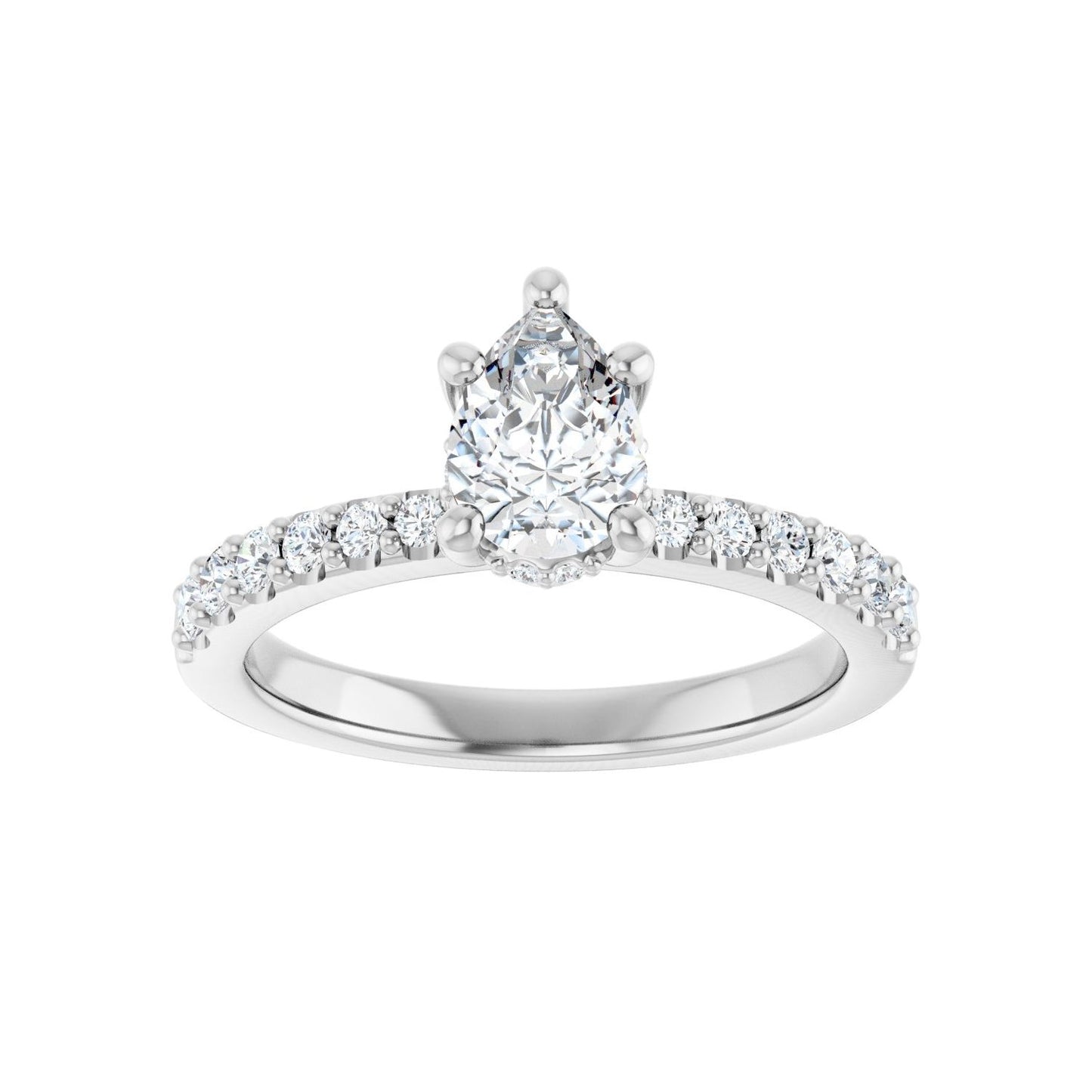 Pear Hidden Halo-Style Engagement Ring | Metal Type=14K White Gold | Center Stone Size=1 CT | Image 3
