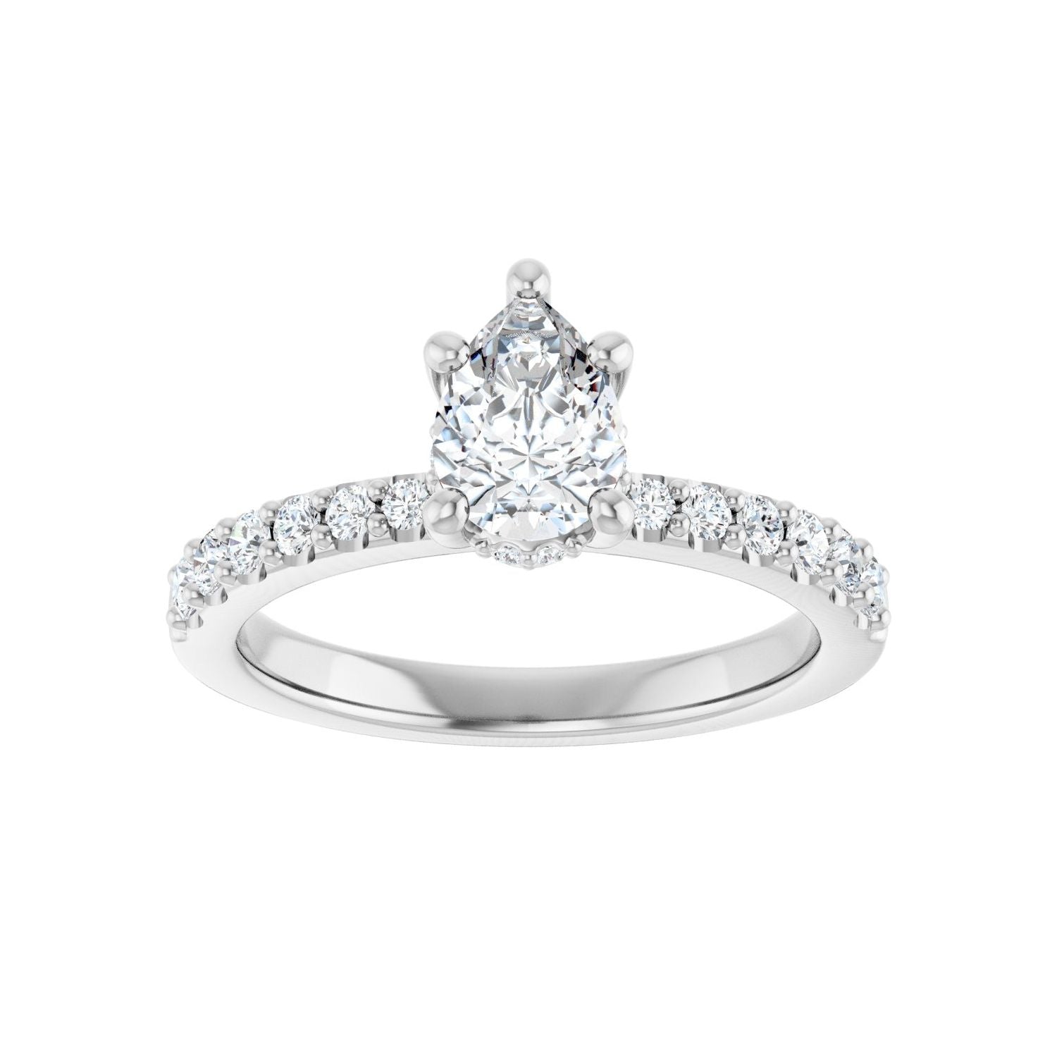 Pear Hidden Halo-Style Engagement Ring | Metal Type=14K White Gold | Center Stone Size=1 CT | Image 3