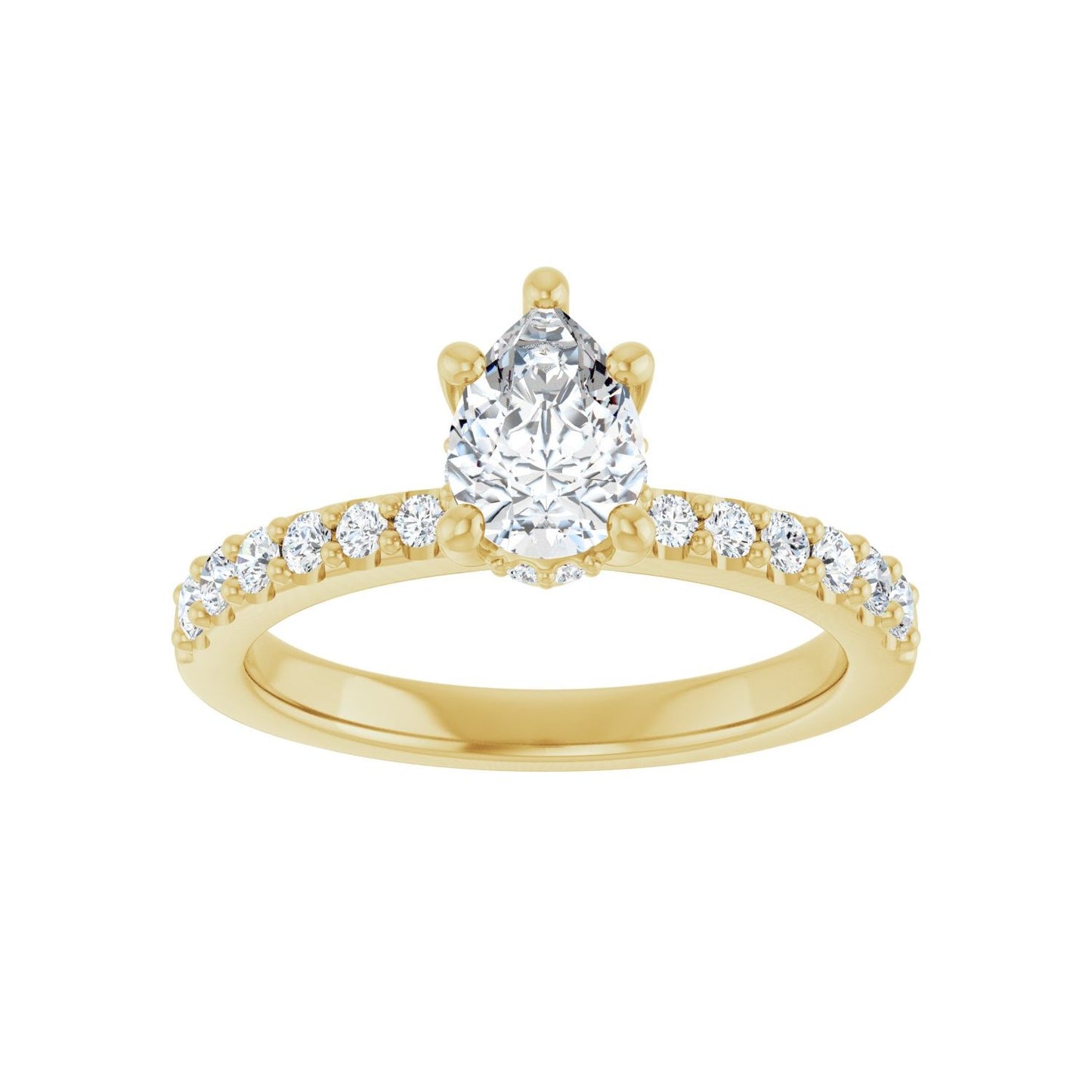 Pear Hidden Halo-Style Engagement Ring | Metal Type=14K Yellow Gold | Center Stone Size=1 CT | Image 3