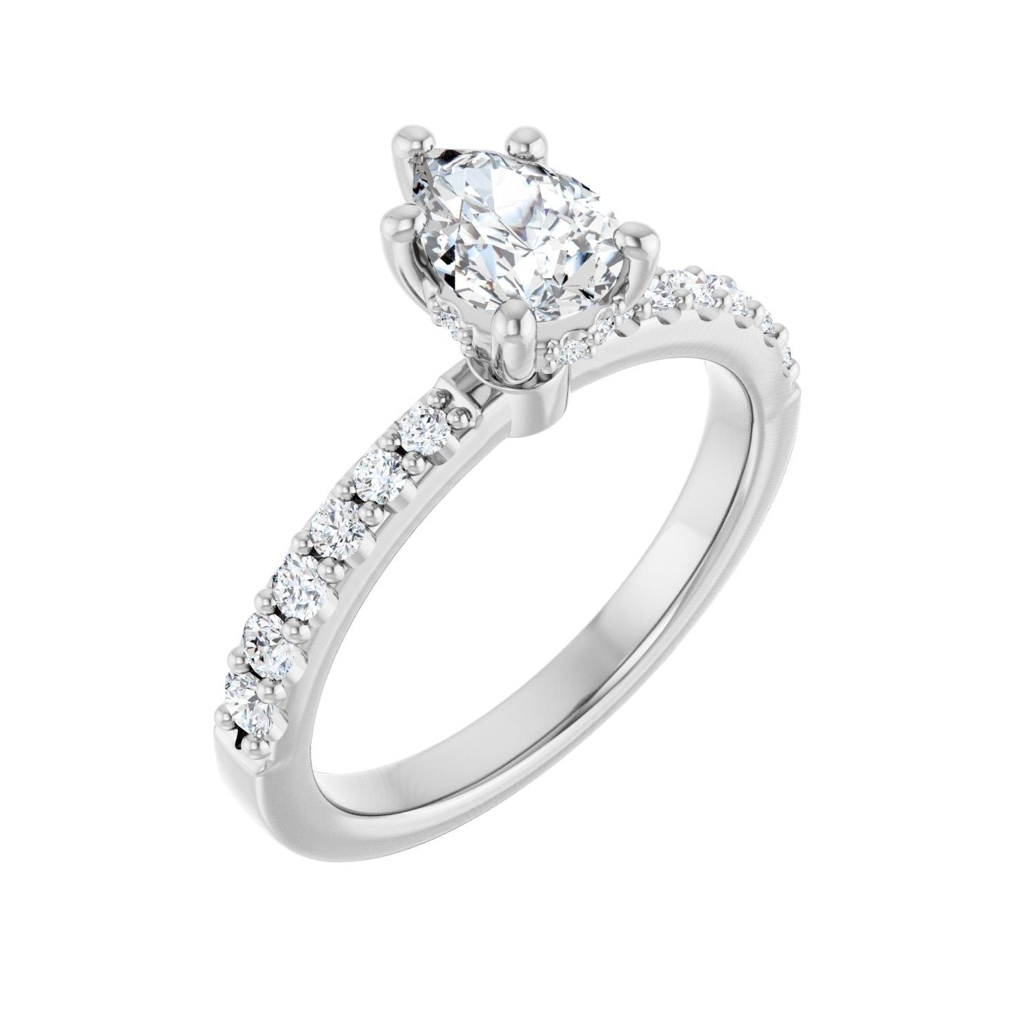 Pear Hidden Halo-Style Engagement Ring | Metal Type=14K White Gold | Center Stone Size=1 CT | Image 1
