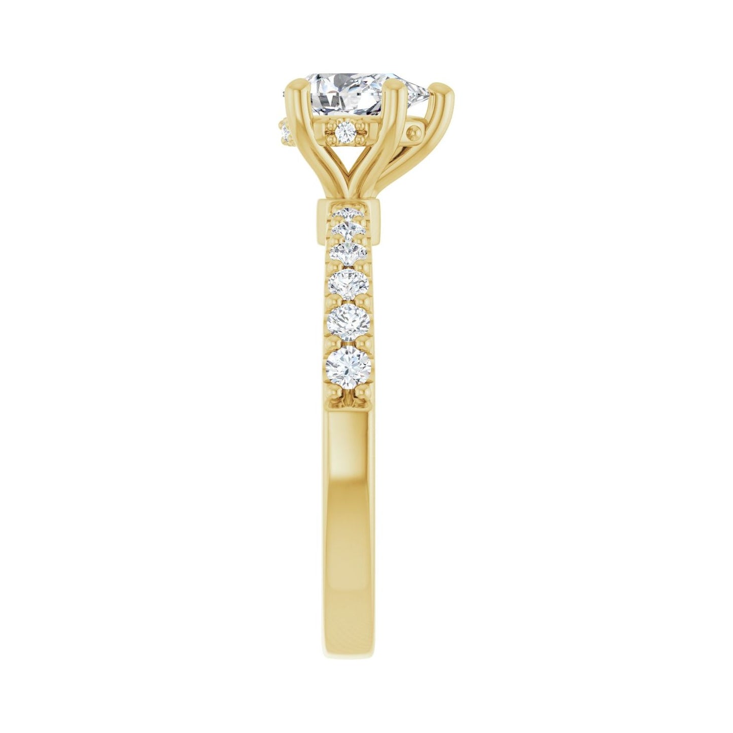 Pear Hidden Halo-Style Engagement Ring | Metal Type=14K Yellow Gold | Center Stone Size=1 CT | Image 4