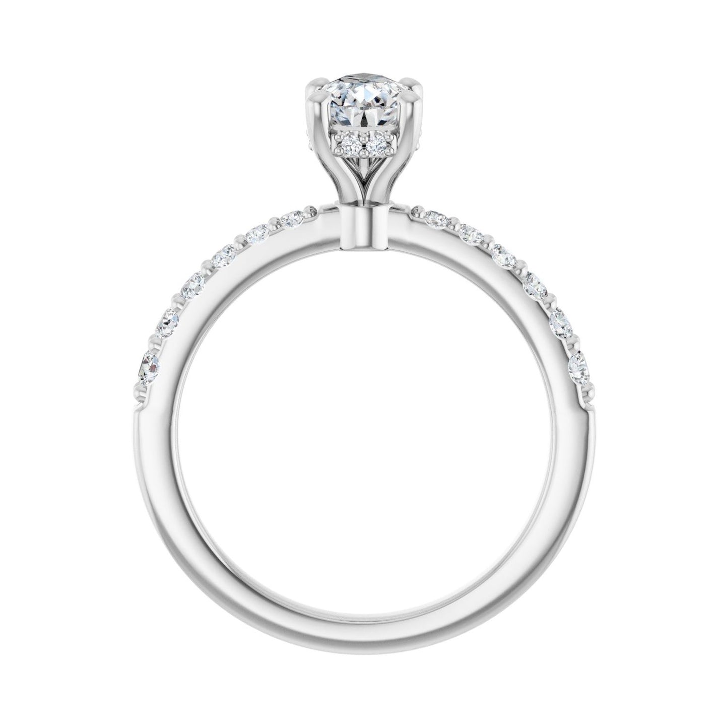 Pear Hidden Halo-Style Engagement Ring | Metal Type=14K White Gold | Center Stone Size=1 CT | Image 2