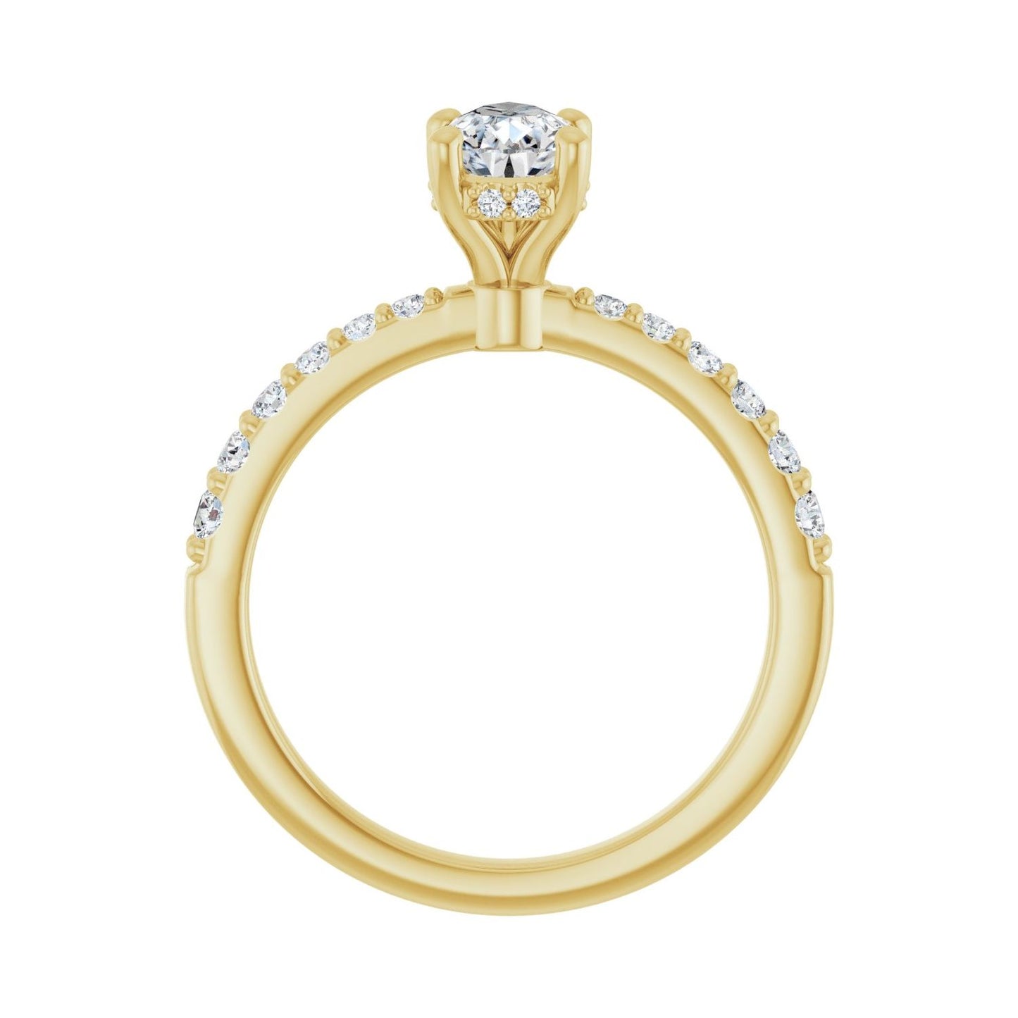 Pear Hidden Halo-Style Engagement Ring | Metal Type=14K Yellow Gold | Center Stone Size=1 CT | Image 2