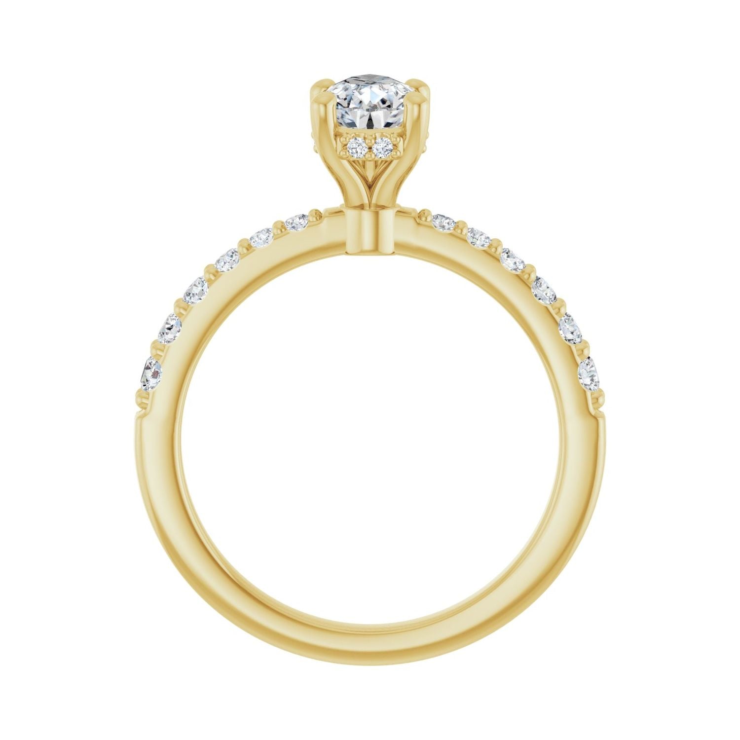 Pear Hidden Halo-Style Engagement Ring | Metal Type=14K Yellow Gold | Center Stone Size=1 CT | Image 2