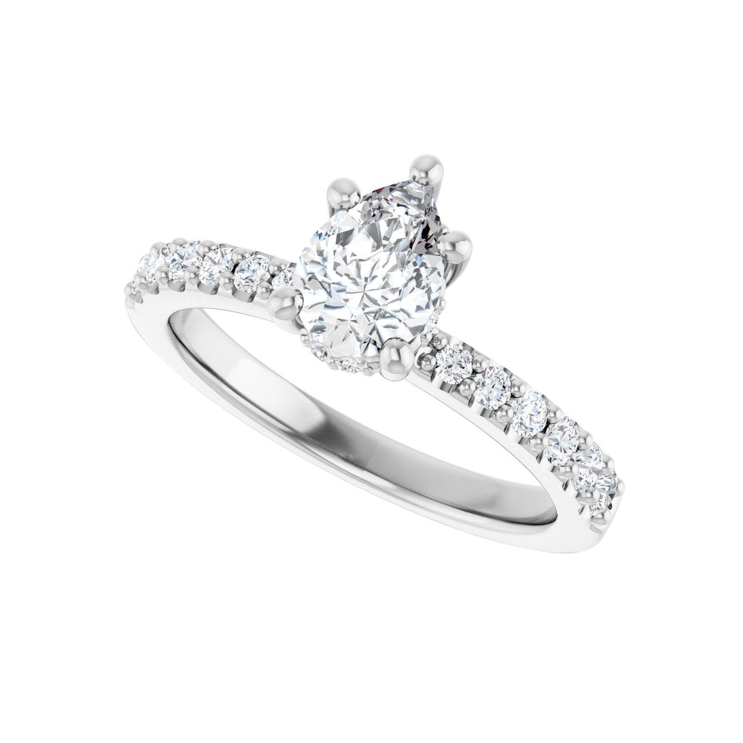 Pear Hidden Halo-Style Engagement Ring | Metal Type=14K White Gold | Center Stone Size=1 CT | Image 5