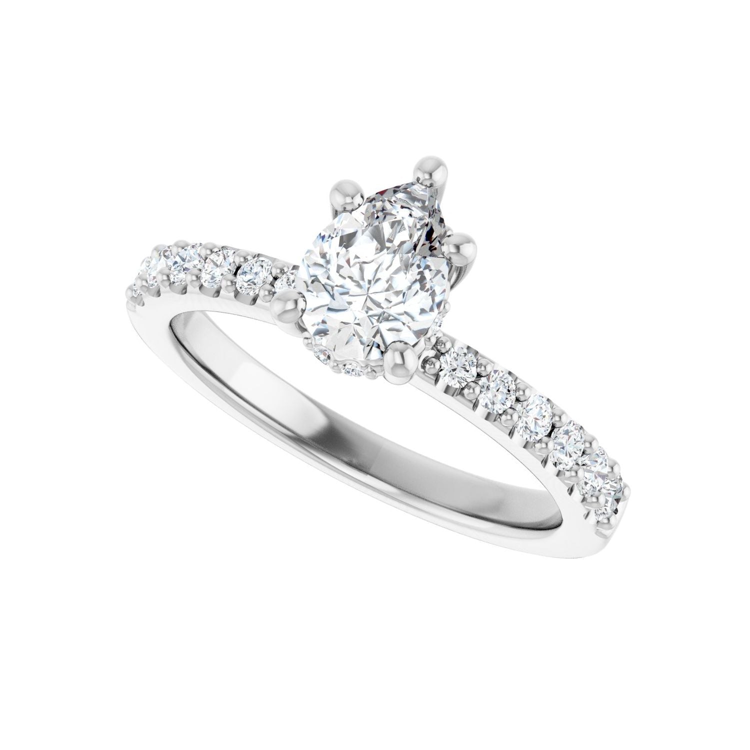 Pear Hidden Halo-Style Engagement Ring | Metal Type=14K White Gold | Center Stone Size=1 CT | Image 5