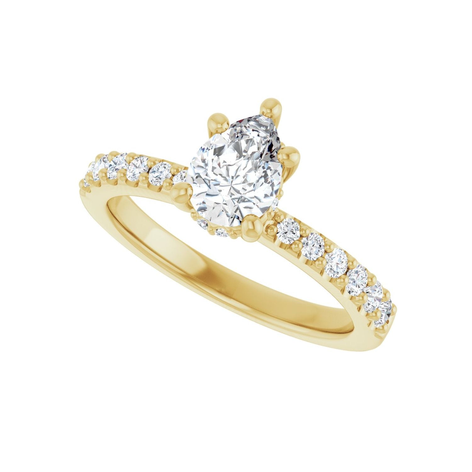 Pear Hidden Halo-Style Engagement Ring | Metal Type=14K Yellow Gold | Center Stone Size=1 CT | Image 5