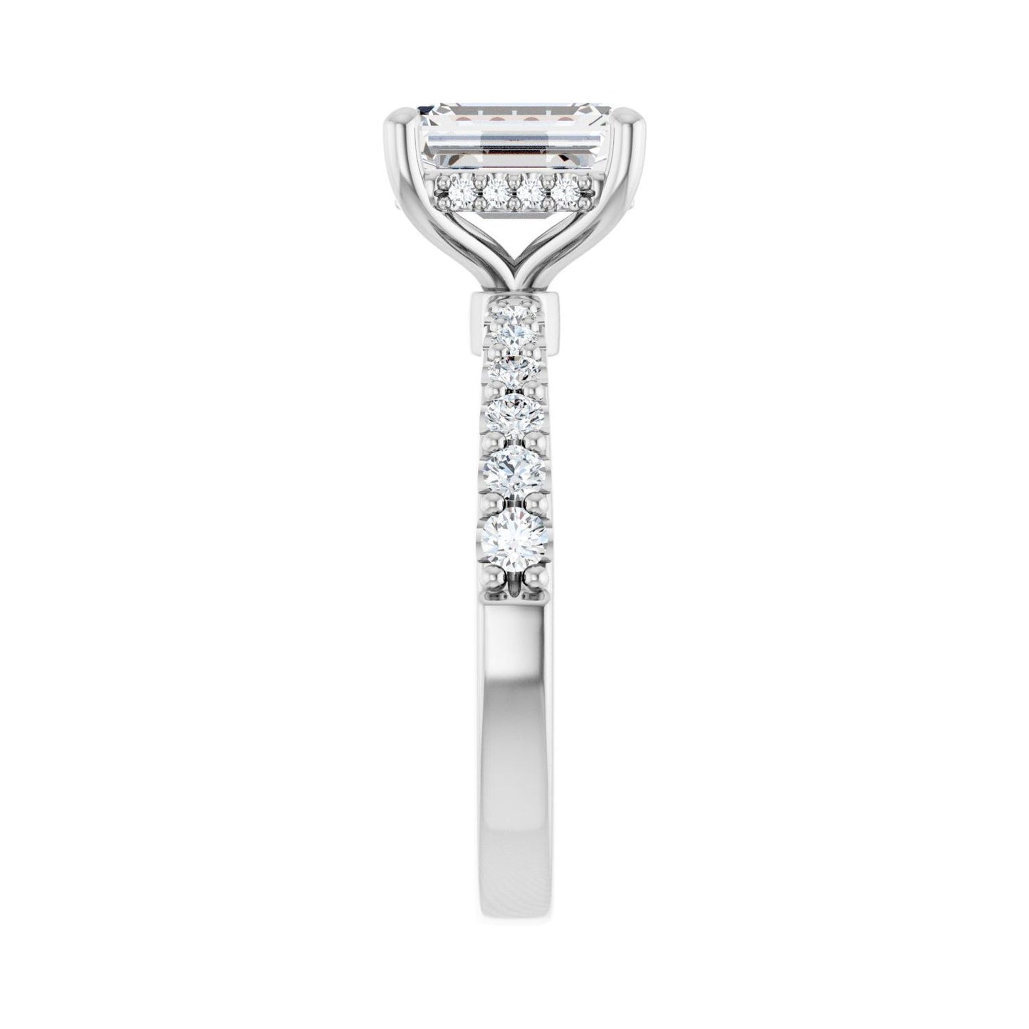 Emerald Hidden Halo-Style Engagement Ring | Metal Type=14K White Gold | Center Stone Size=2 CT | Image 4