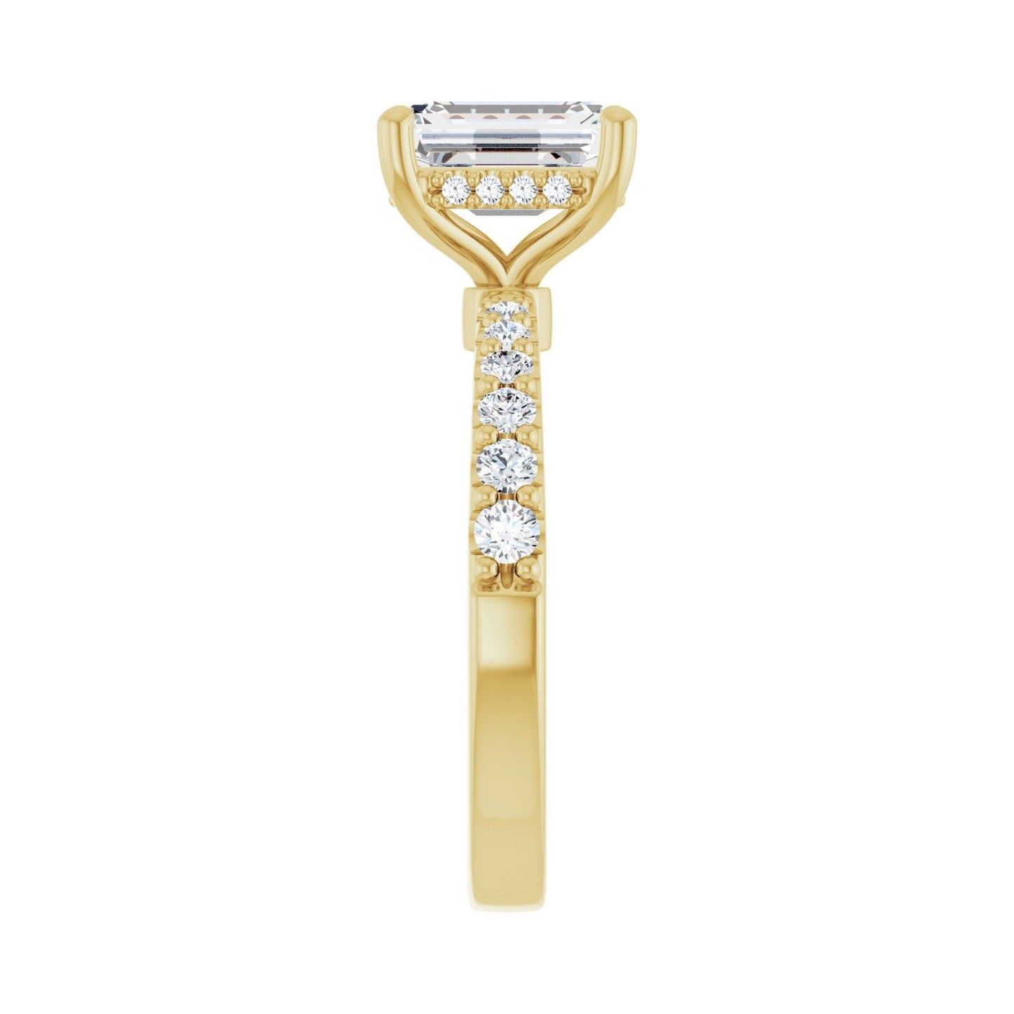 Emerald Hidden Halo-Style Engagement Ring | Metal Type=14K Yellow Gold | Center Stone Size=2 CT | Image 4
