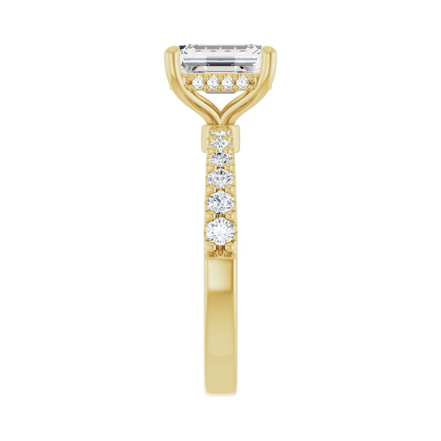 Emerald Hidden Halo-Style Engagement Ring | Metal Type=14K Yellow Gold | Center Stone Size=2 CT | Image 4