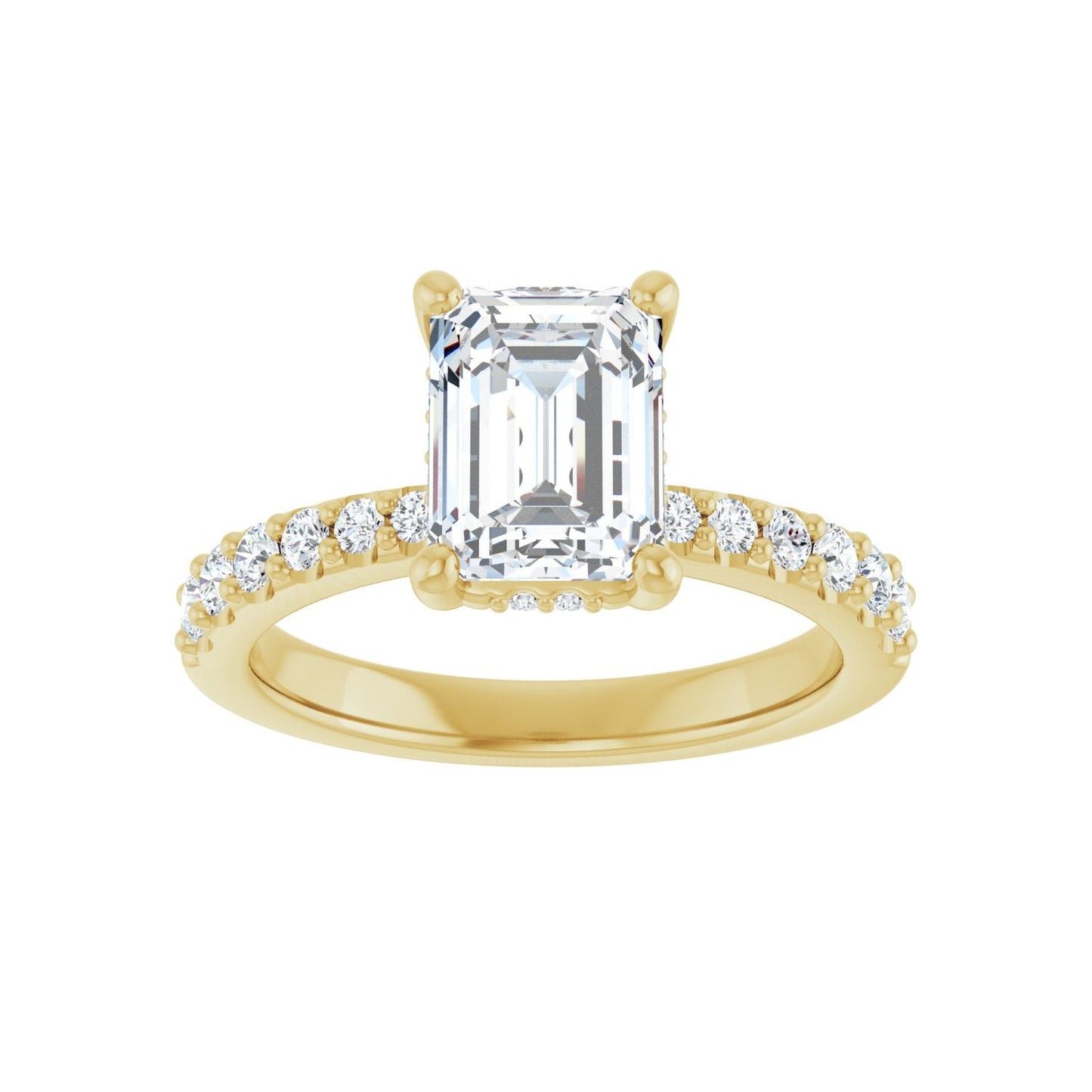 Emerald Hidden Halo-Style Engagement Ring | Metal Type=14K Yellow Gold | Center Stone Size=2 CT | Image 3