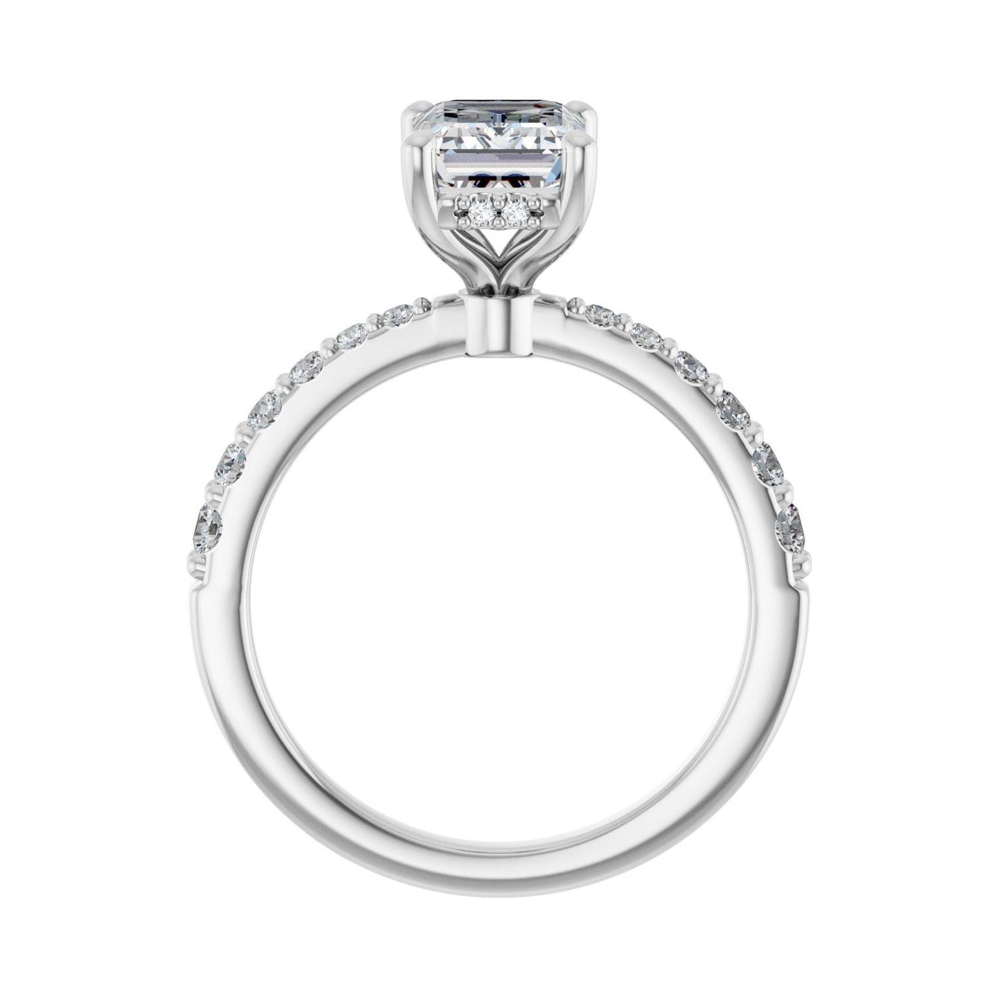 Emerald Hidden Halo-Style Engagement Ring | Metal Type=14K White Gold | Center Stone Size=2 CT | Image 2