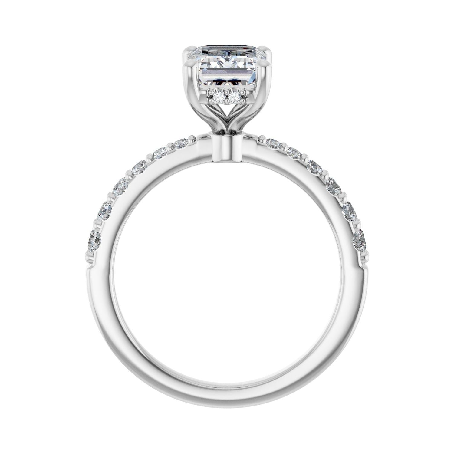 Emerald Hidden Halo-Style Engagement Ring | Metal Type=14K White Gold | Center Stone Size=2 CT | Image 2