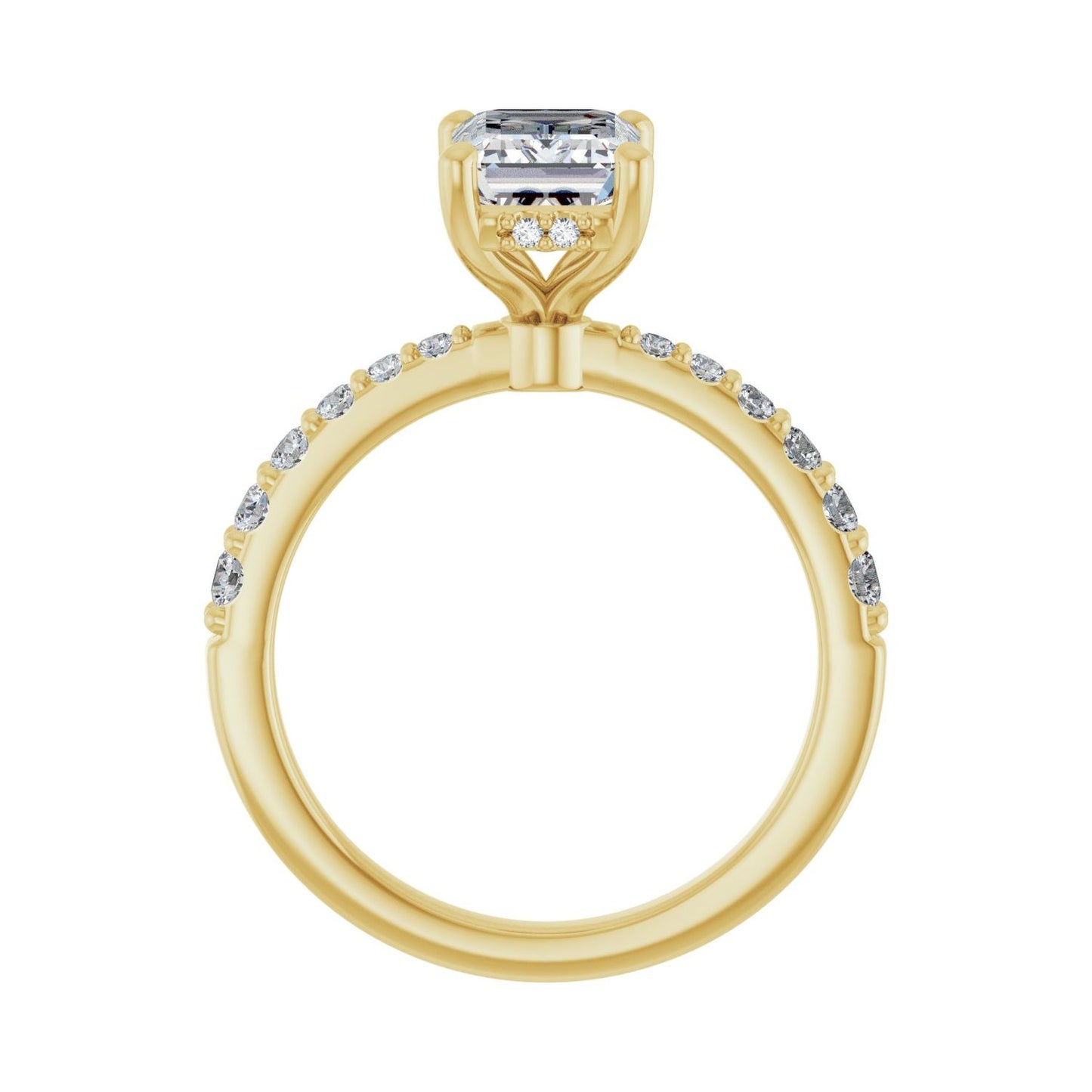 Emerald Hidden Halo-Style Engagement Ring | Metal Type=14K Yellow Gold | Center Stone Size=2 CT | Image 2