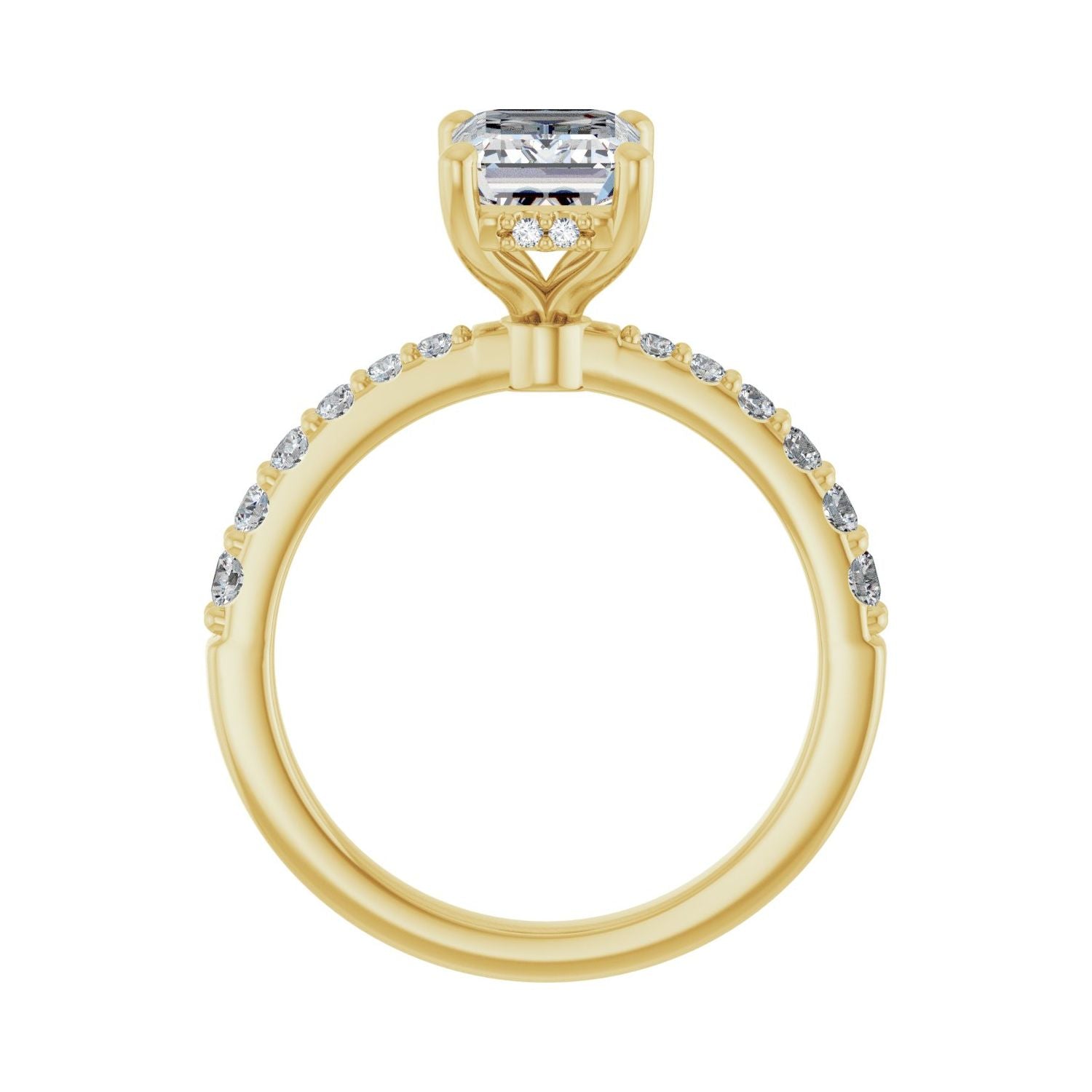 Emerald Hidden Halo-Style Engagement Ring | Metal Type=14K Yellow Gold | Center Stone Size=2 CT | Image 2