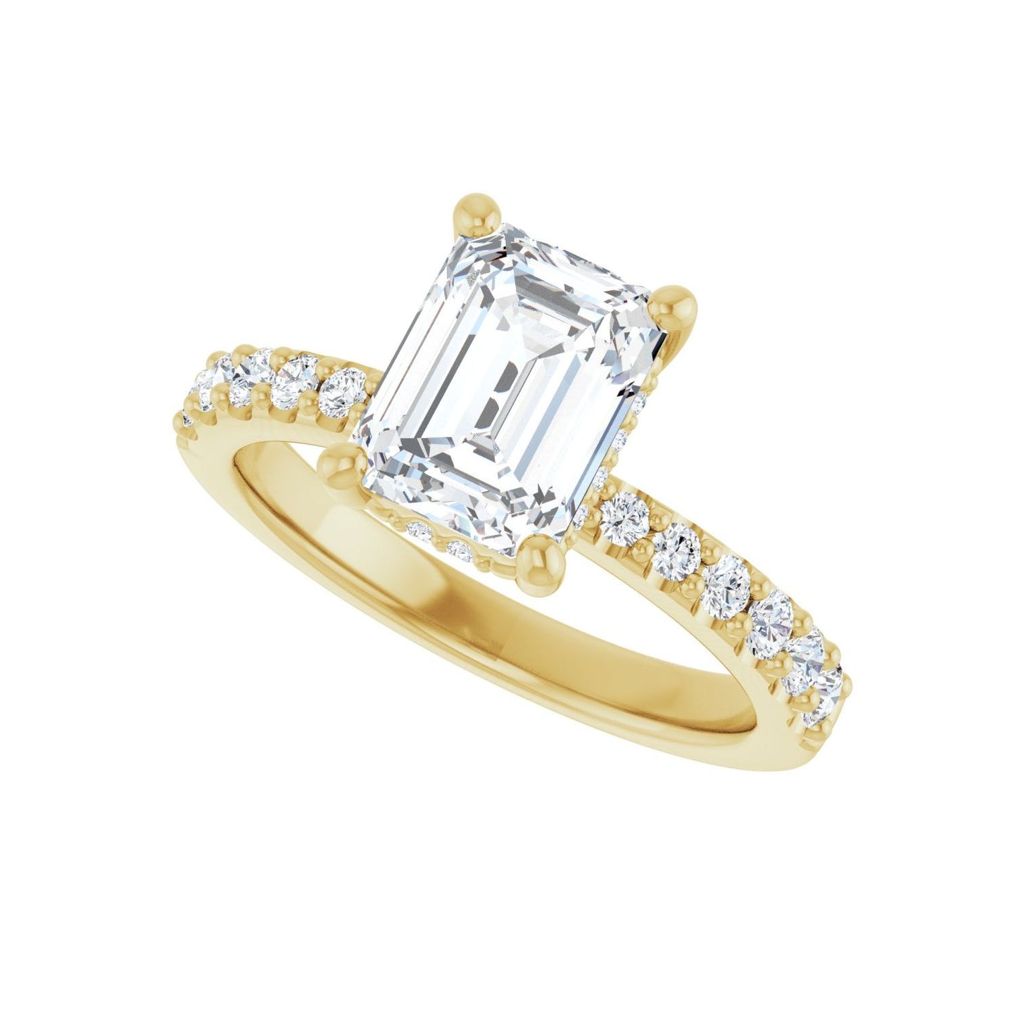 Emerald Hidden Halo-Style Engagement Ring | Metal Type=14K Yellow Gold | Center Stone Size=2 CT | Image 5