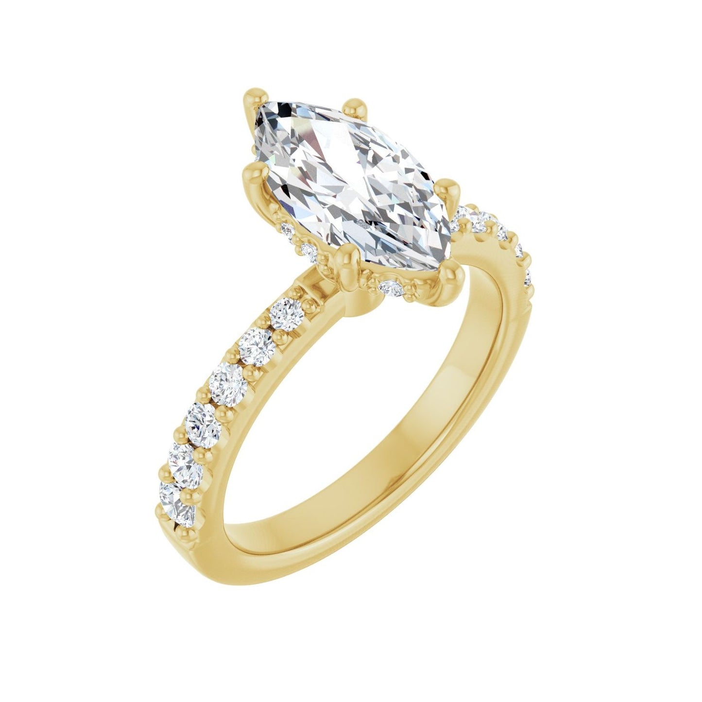 Marquise Hidden Halo-Style Engagement Ring | Metal Type=14K Yellow Gold | Center Stone Size=1.5 CT | Image 1