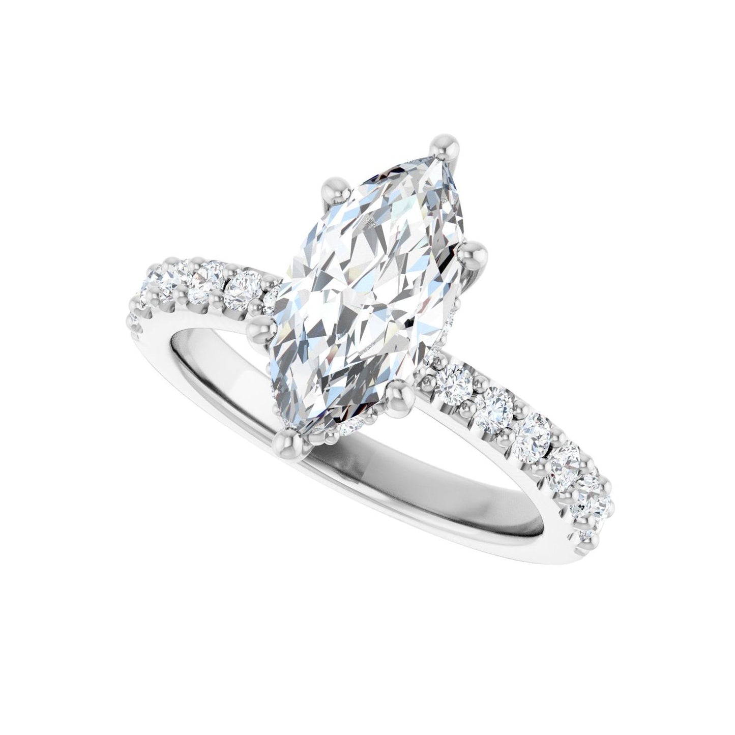 Marquise Hidden Halo-Style Engagement Ring | Metal Type=14K White Gold | Center Stone Size=1.5 CT | Image 5