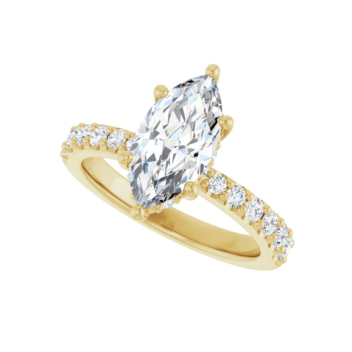 Marquise Hidden Halo-Style Engagement Ring | Metal Type=14K Yellow Gold | Center Stone Size=1.5 CT | Image 5