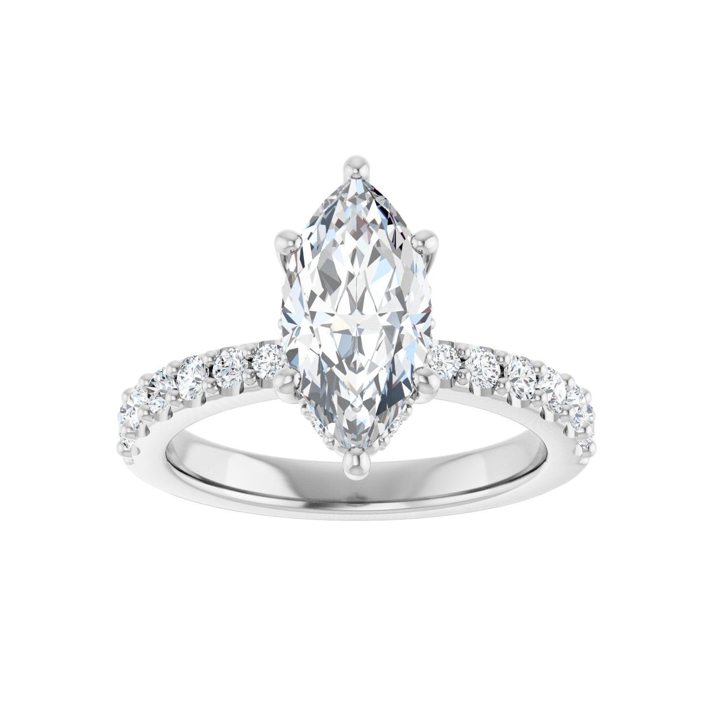 Marquise Hidden Halo-Style Engagement Ring | Metal Type=14K White Gold | Center Stone Size=1.5 CT | Image 3