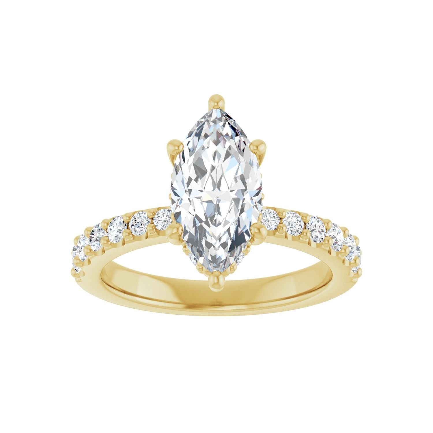 Marquise Hidden Halo-Style Engagement Ring | Metal Type=14K Yellow Gold | Center Stone Size=1.5 CT | Image 3