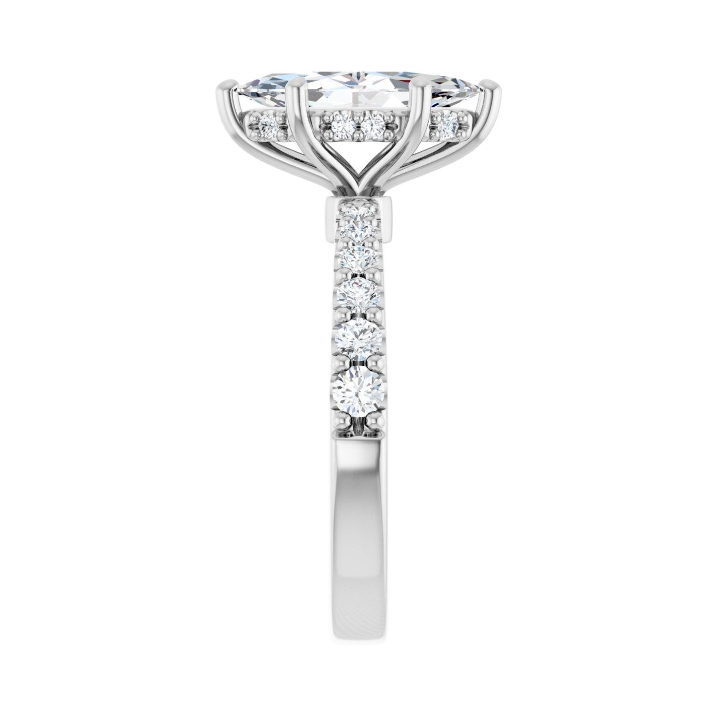 Marquise Hidden Halo-Style Engagement Ring | Metal Type=14K White Gold | Center Stone Size=1.5 CT | Image 4