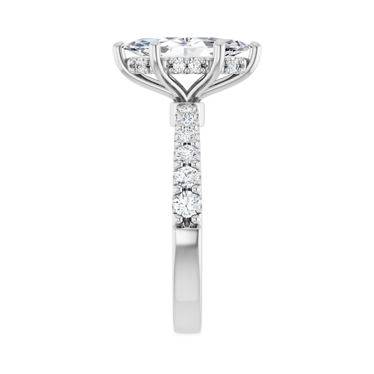 Marquise Hidden Halo-Style Engagement Ring | Metal Type=14K White Gold | Center Stone Size=1.5 CT | Image 4