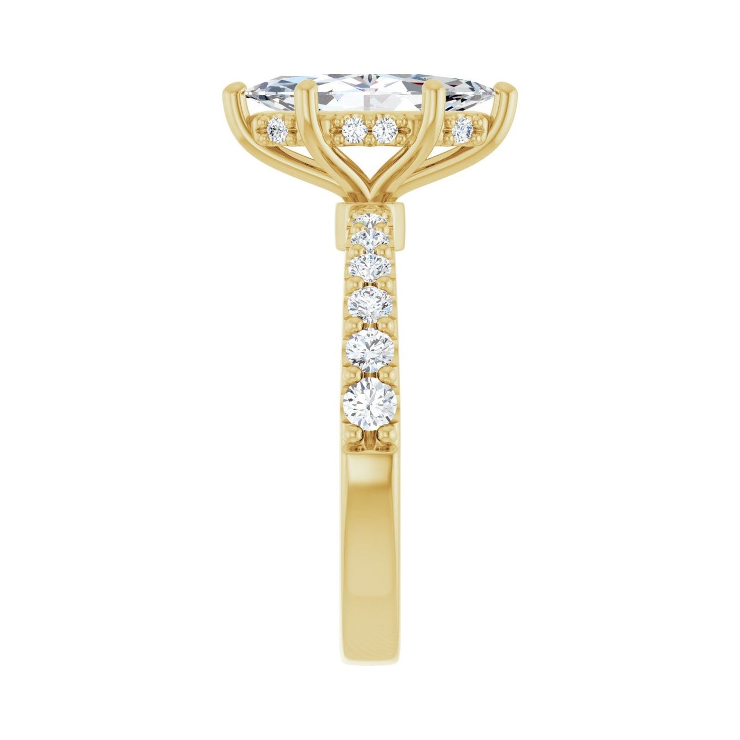 Marquise Hidden Halo-Style Engagement Ring | Metal Type=14K Yellow Gold | Center Stone Size=1.5 CT | Image 4