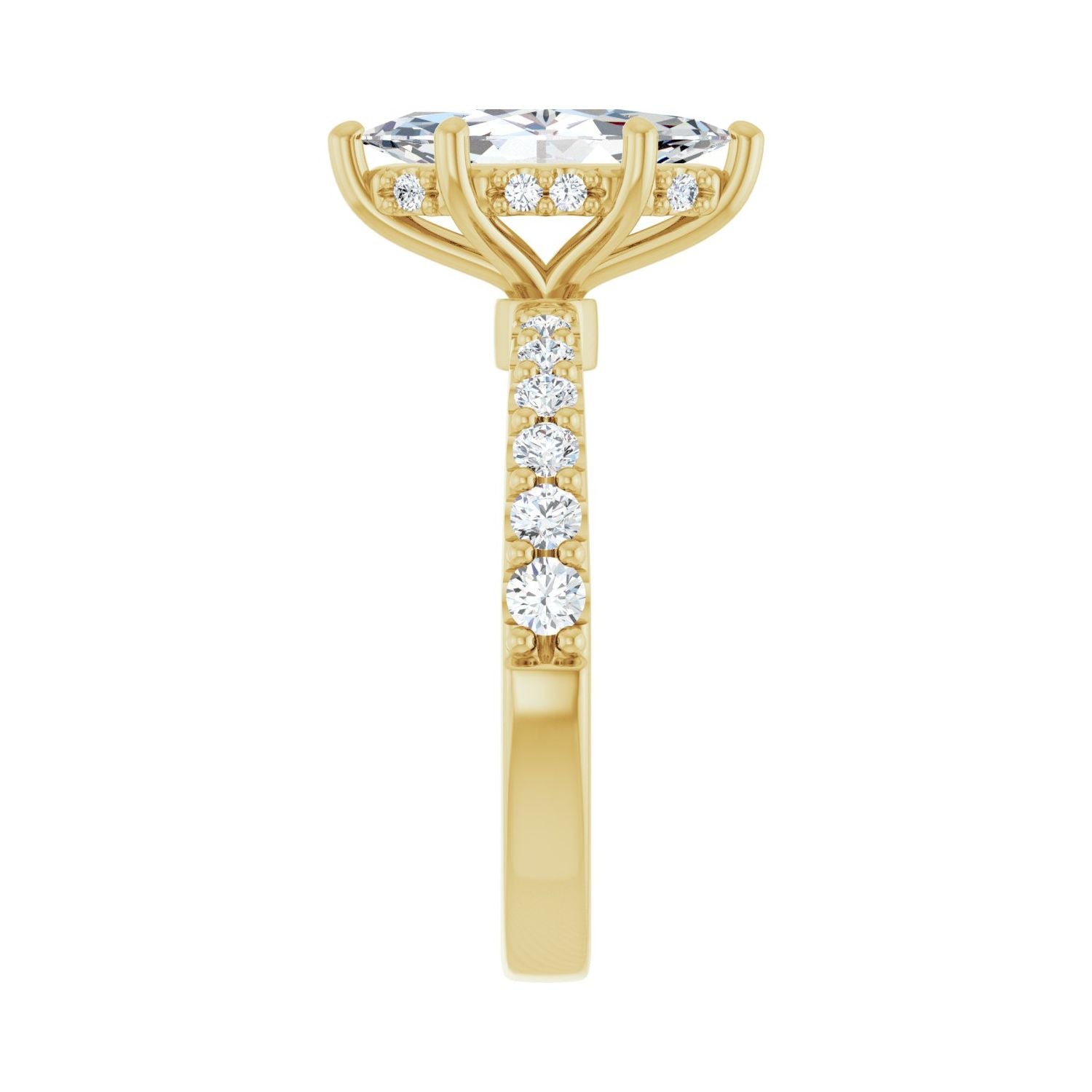 Marquise Hidden Halo-Style Engagement Ring | Metal Type=14K Yellow Gold | Center Stone Size=1.5 CT | Image 4
