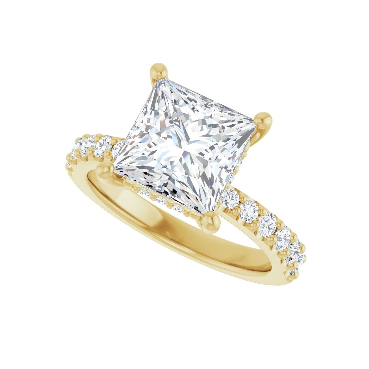 Square Hidden Halo-Style Engagement Ring | Metal Type=14K Yellow Gold | Center Stone Size=3 CT | Image 5